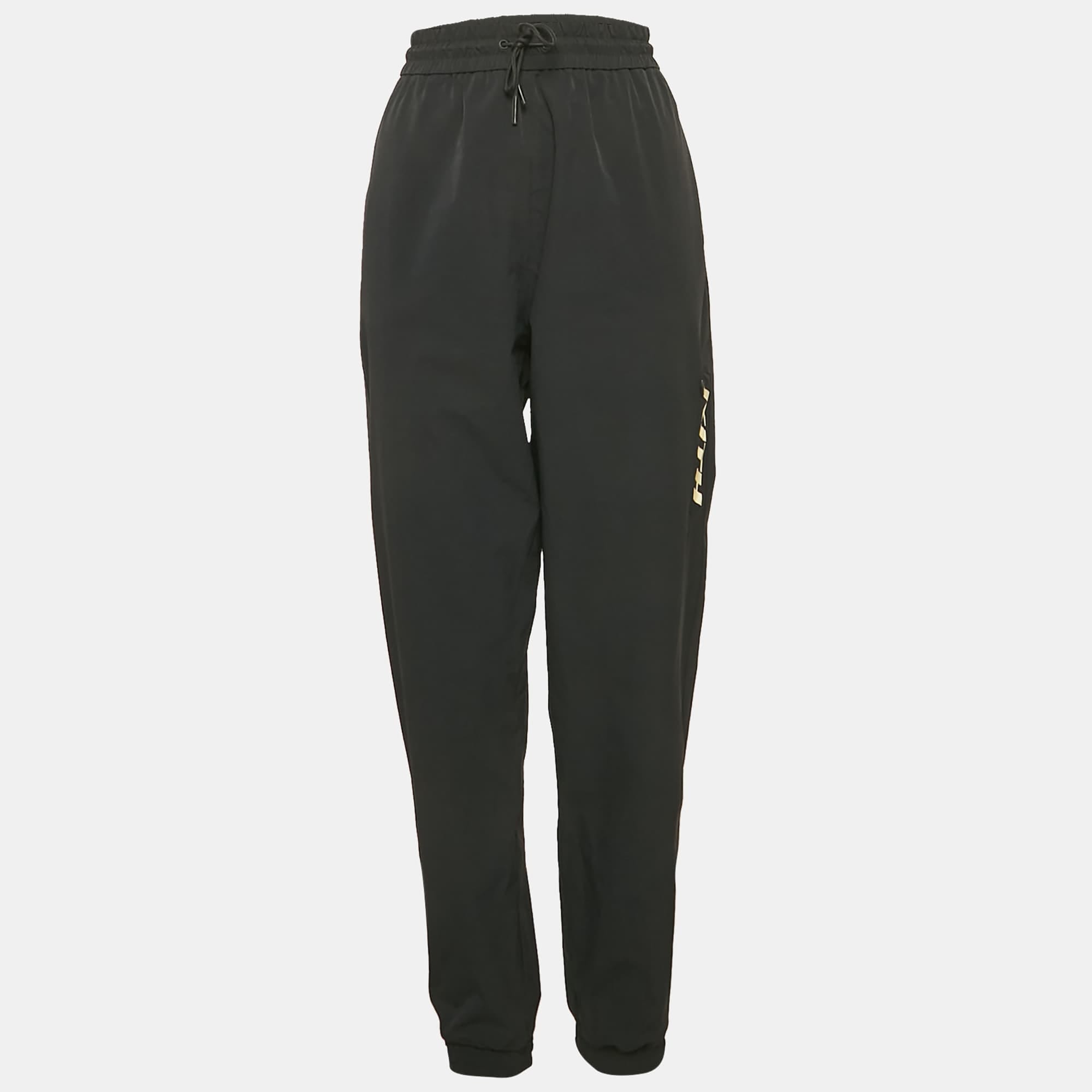 Logo Black Logo Print Nylon Jogger Pants