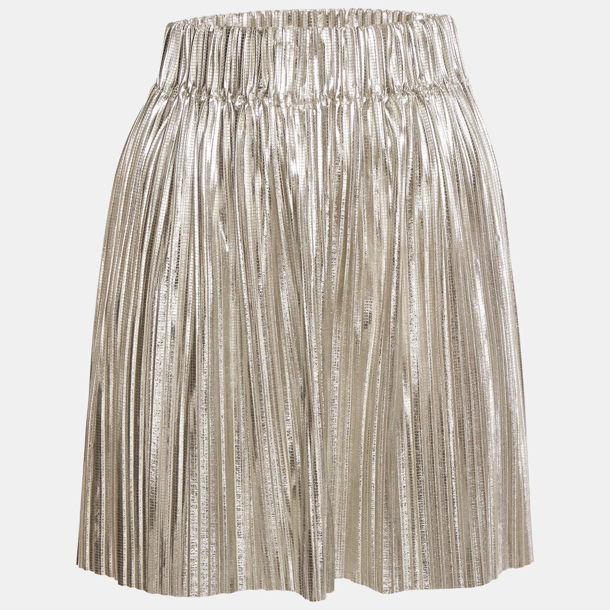 PLISSÈ Silver Plisse Delpha Mini Skirt