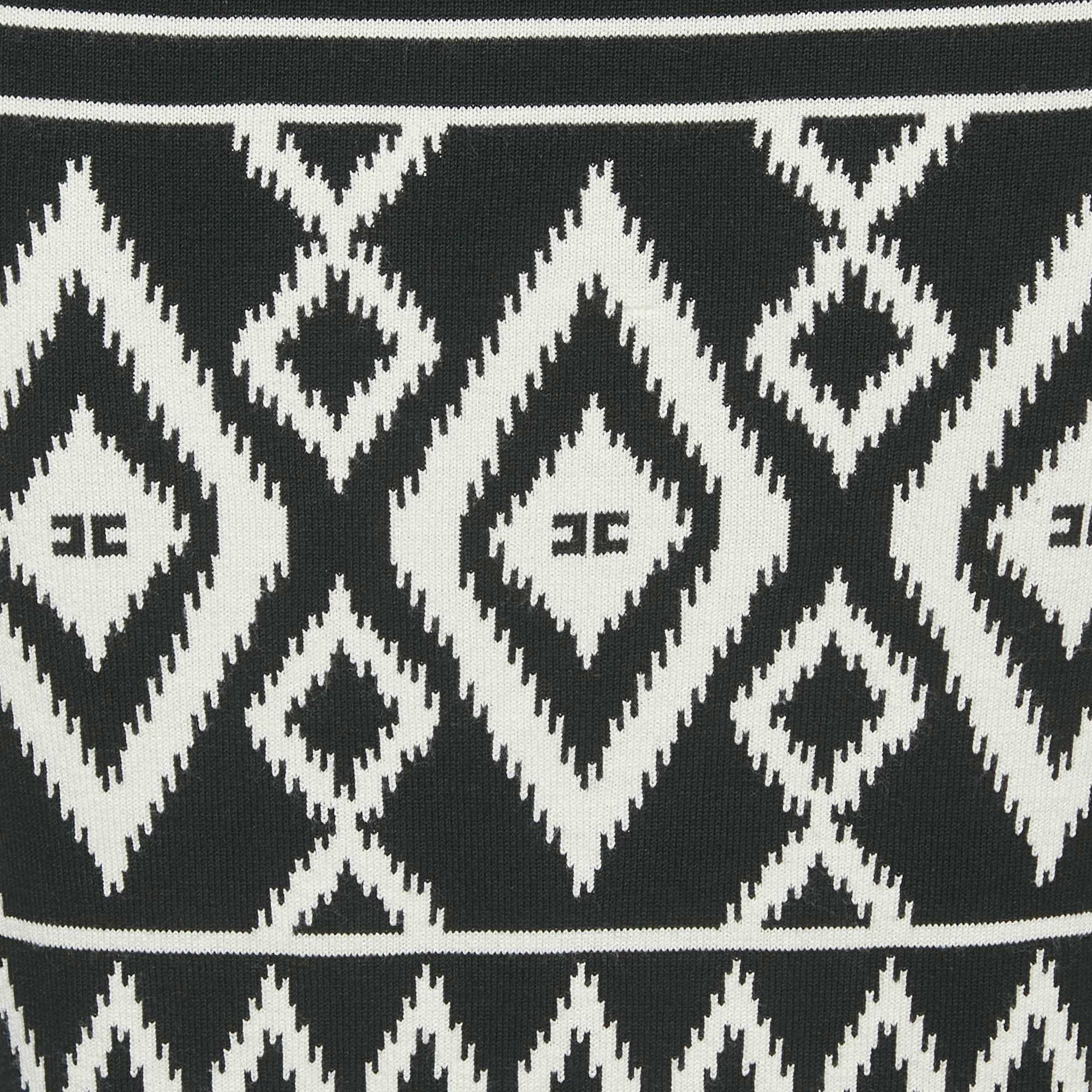 Tribal Black Tribal Intarsia Stretch Knit Midi Skirt