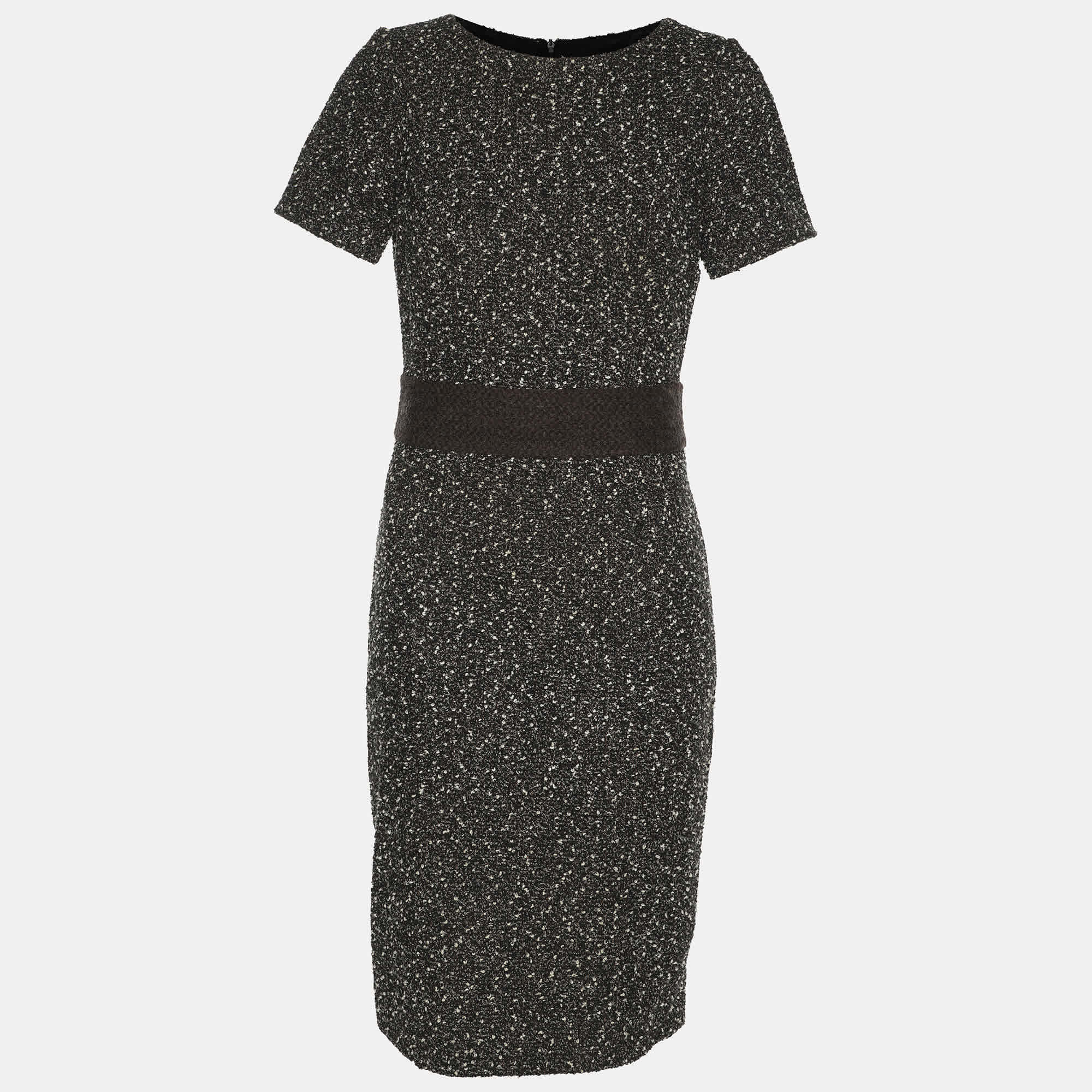 WHITE* Black/white Tweed Dress