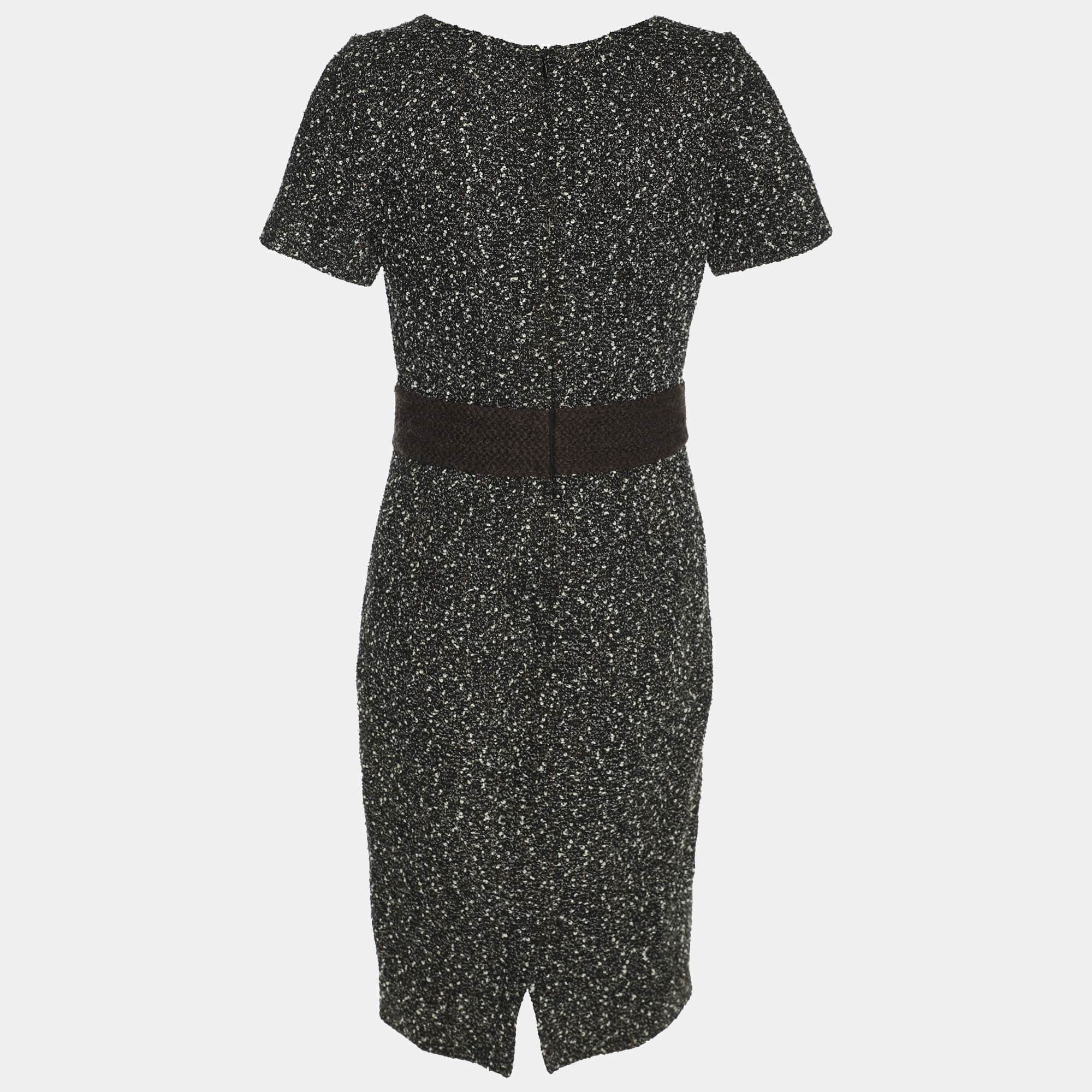 WHITE* Black/white Tweed Dress
