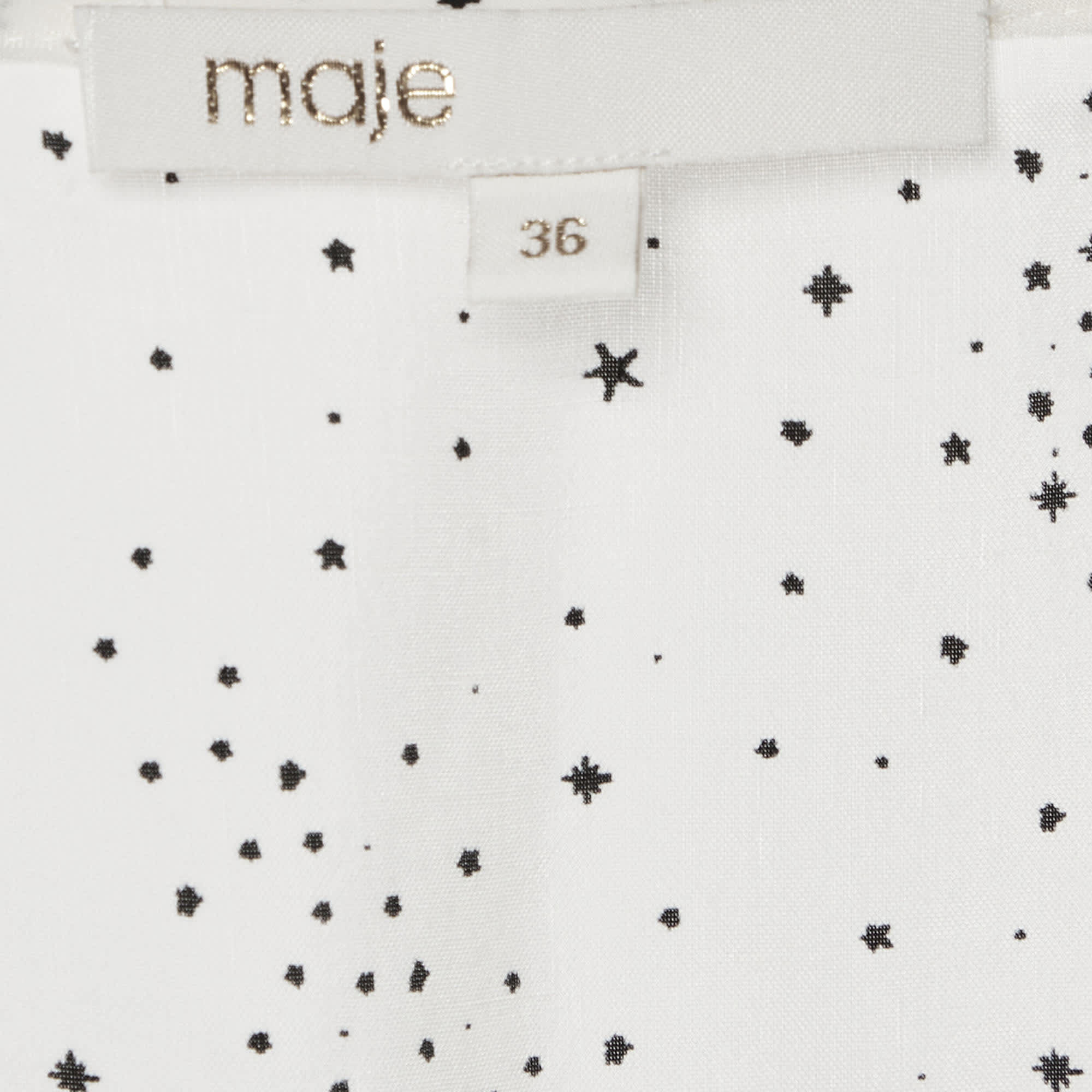 White Star Maje White Star Print Synthetic Racky Ruffled Midi Dress