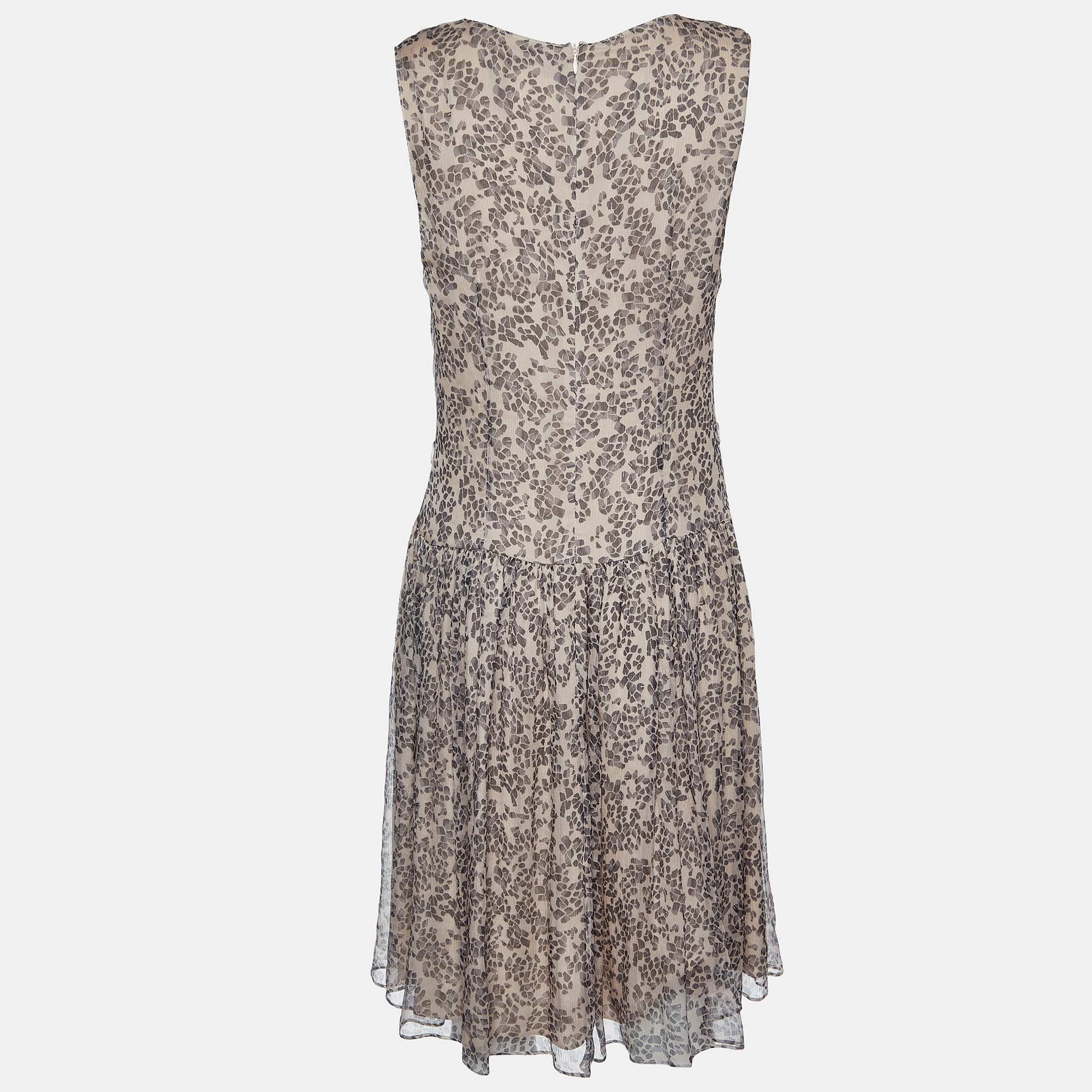 Max Mara Studio Pale Pink Printed Silk Sleeveless Dress