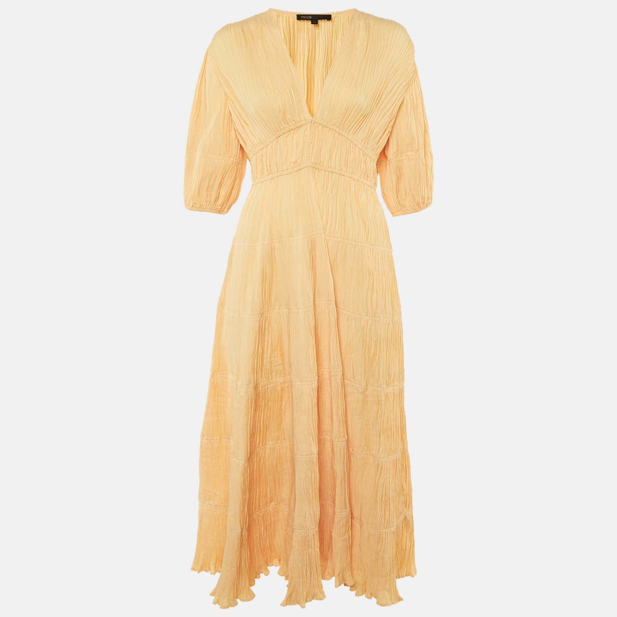 PLISSÈ Light Orange Plisse Robbylou Midi Dress