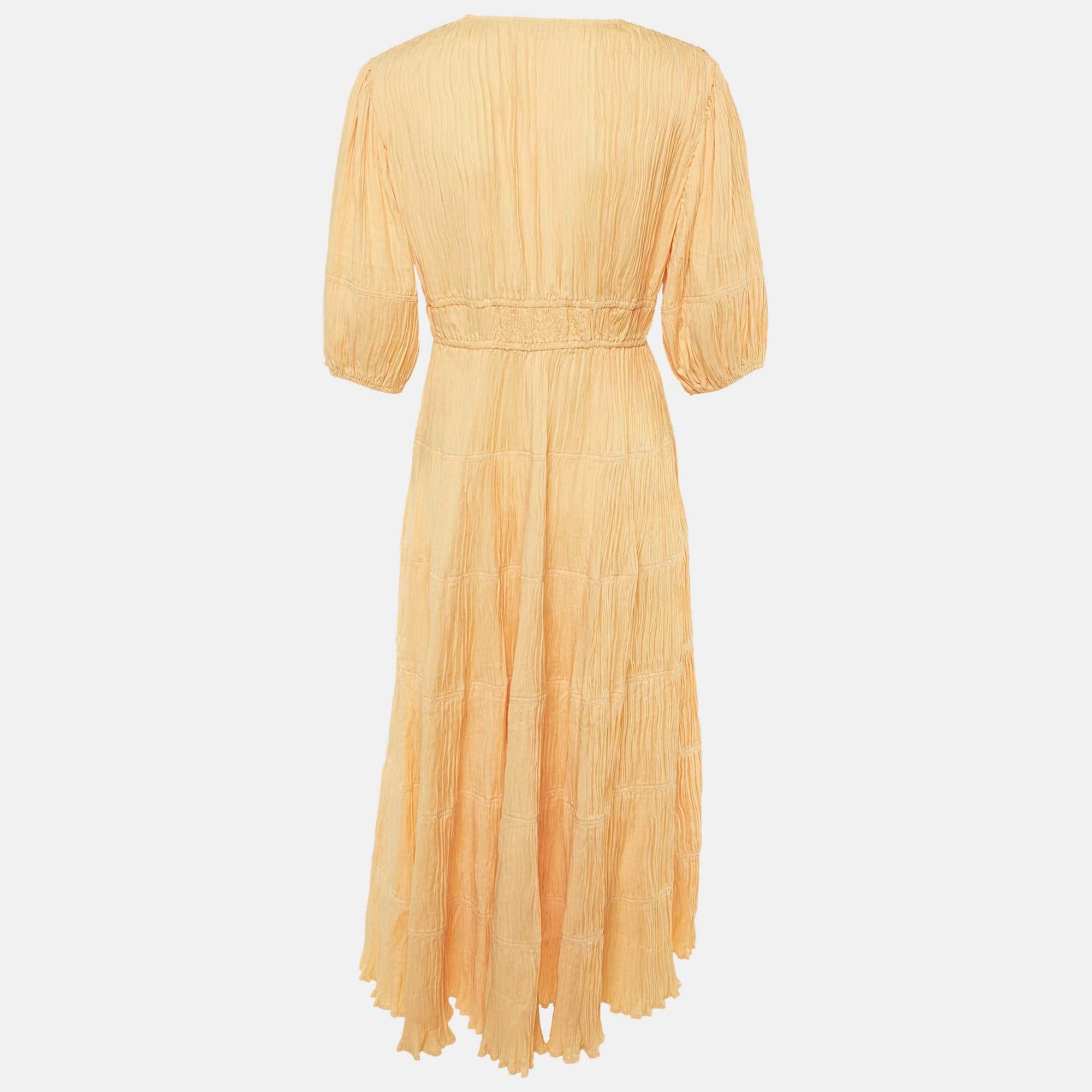PLISSÈ Light Orange Plisse Robbylou Midi Dress