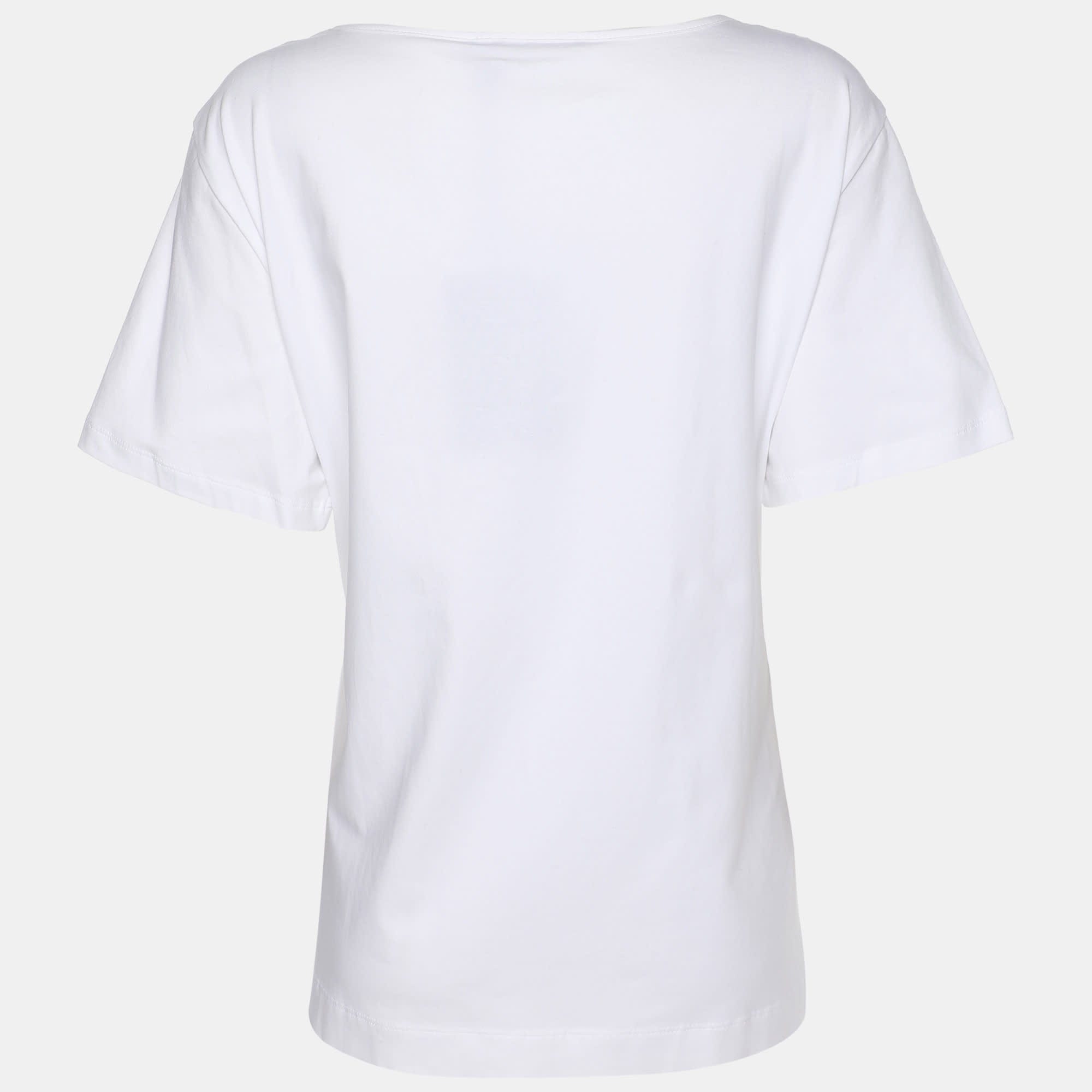Marina Rinaldi Marina Sport By Marina Rinaldi White Jersey Embellished T - Shirt
