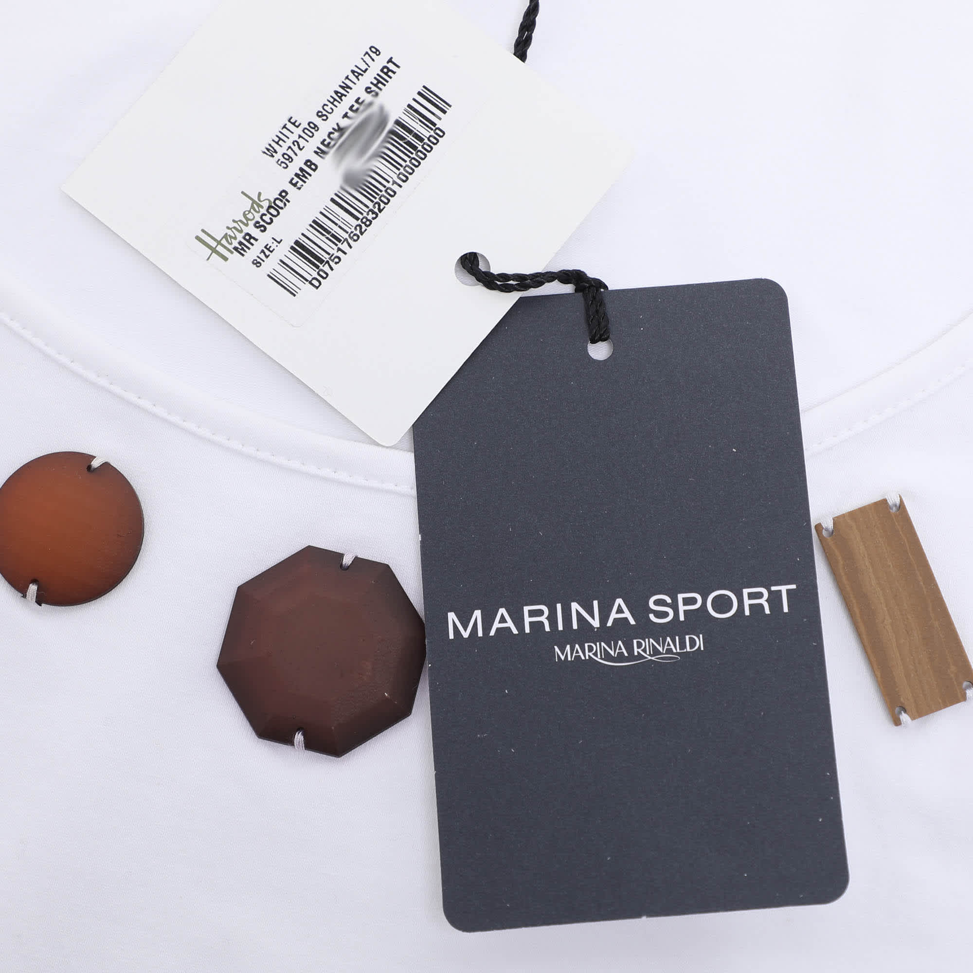 Marina Rinaldi Marina Sport By Marina Rinaldi White Jersey Embellished T - Shirt