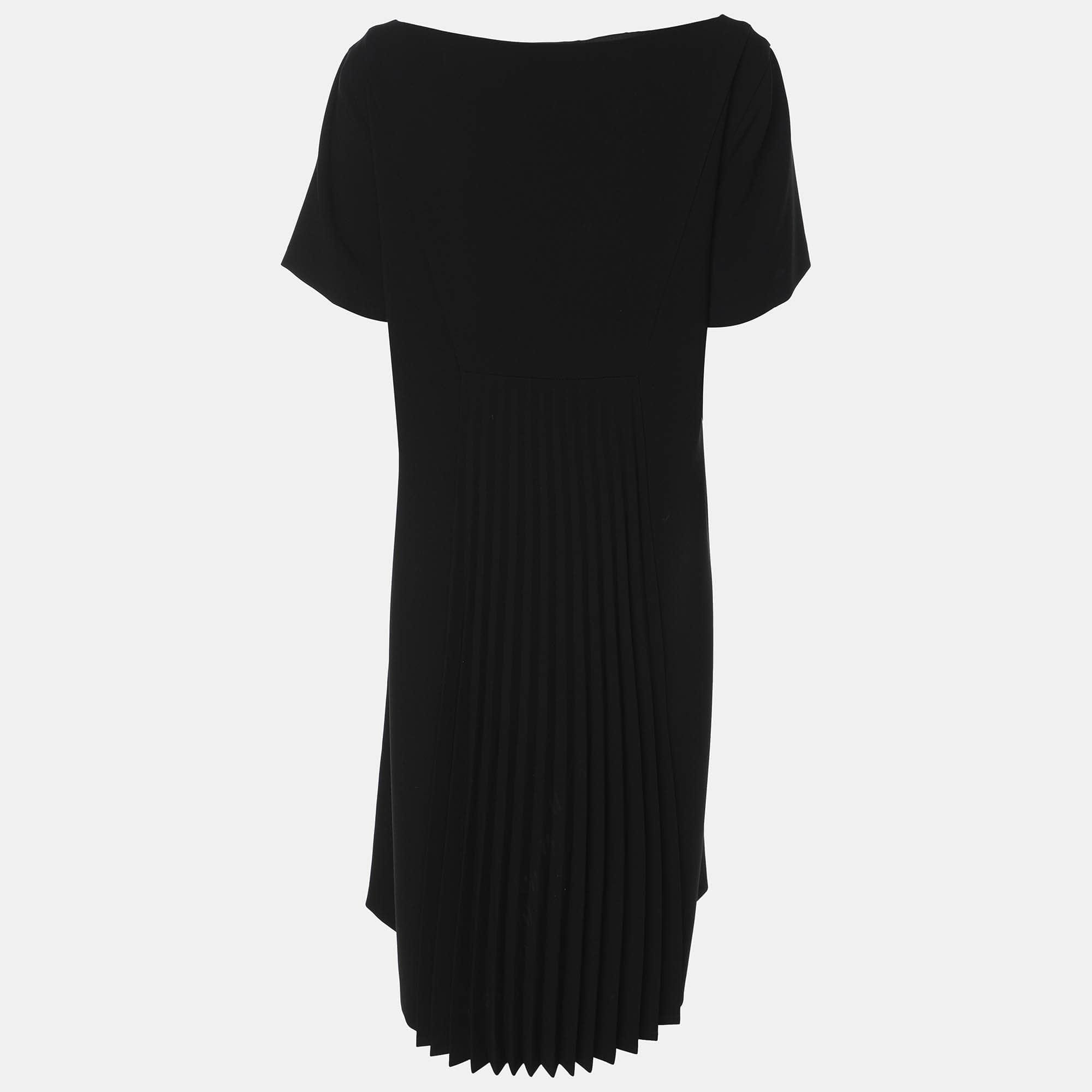Marina Rinaldi Black Crepe Pleated Dress