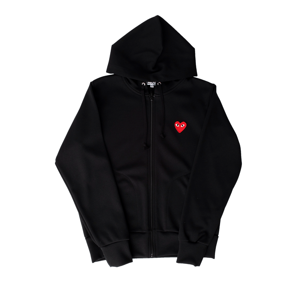 Comme des Garçons Play Zip Up Hoodie With Red Heart Black