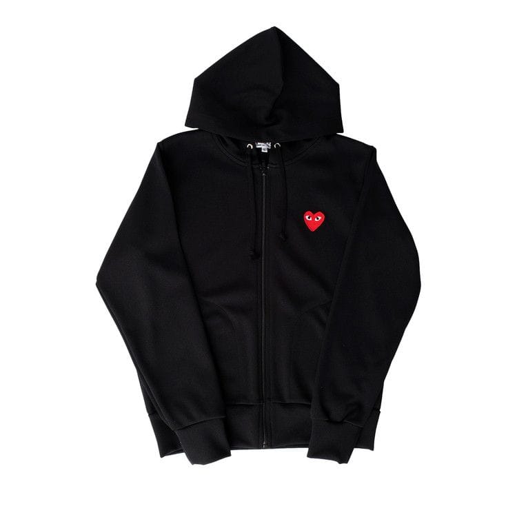 Comme des Garçons Play Zip Up Hoodie With Red Heart Black