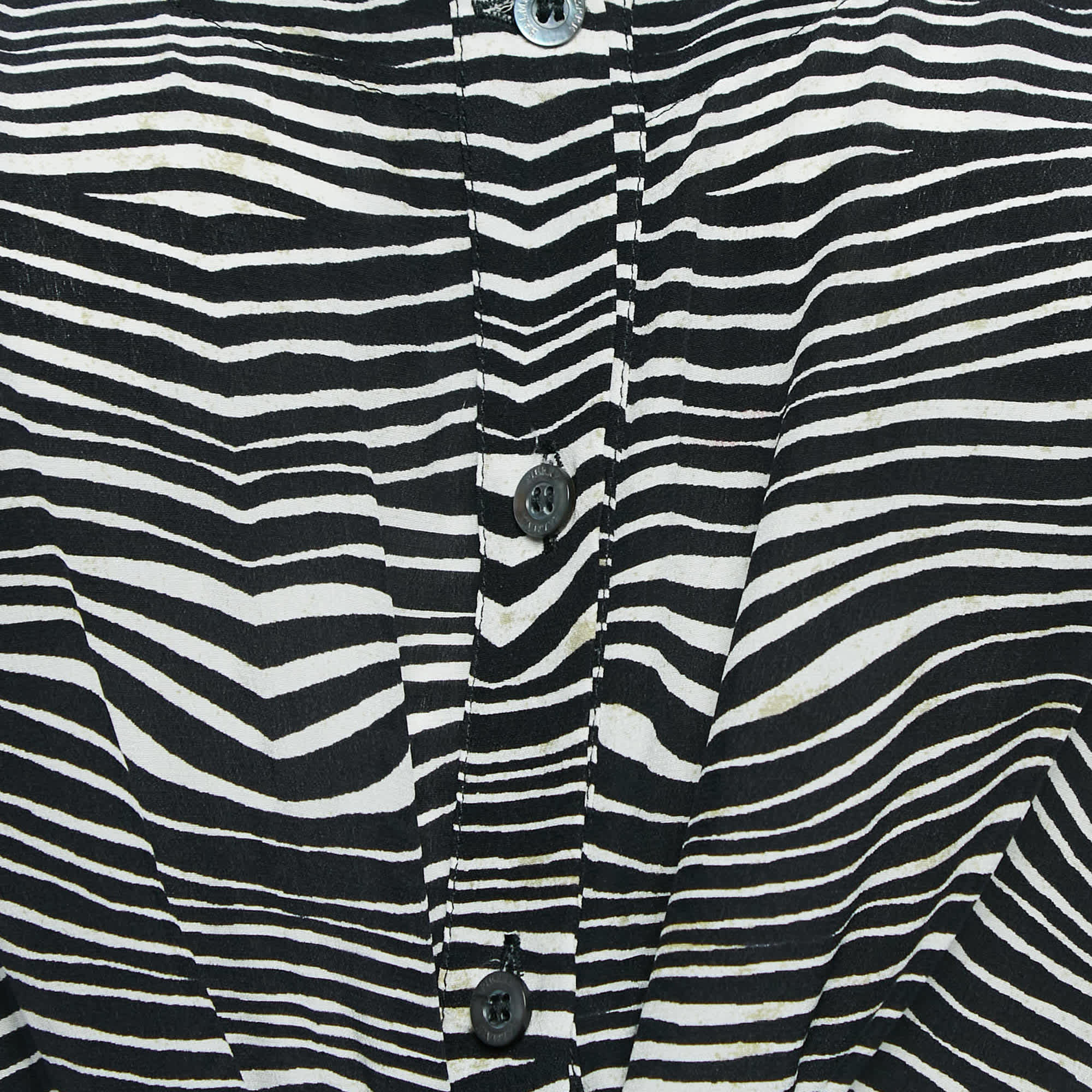 Pierre Balmain Black/white Printed Silk Waist Tie - Up Detail Mini Dress