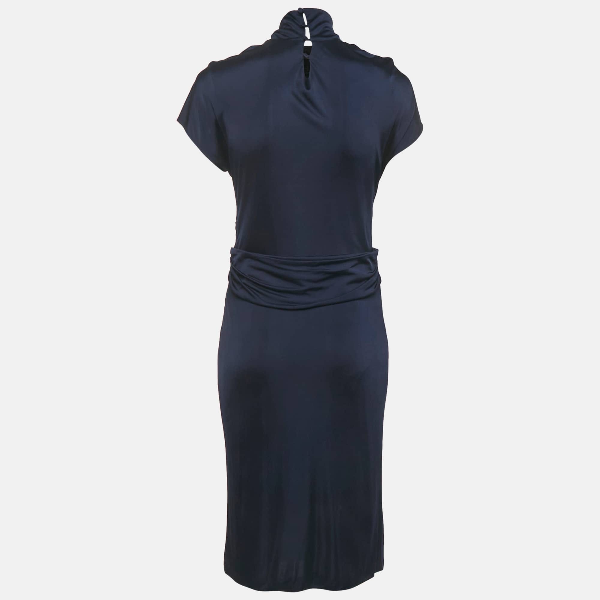 Purple Jersey Broach Detail Knee - Length Dress