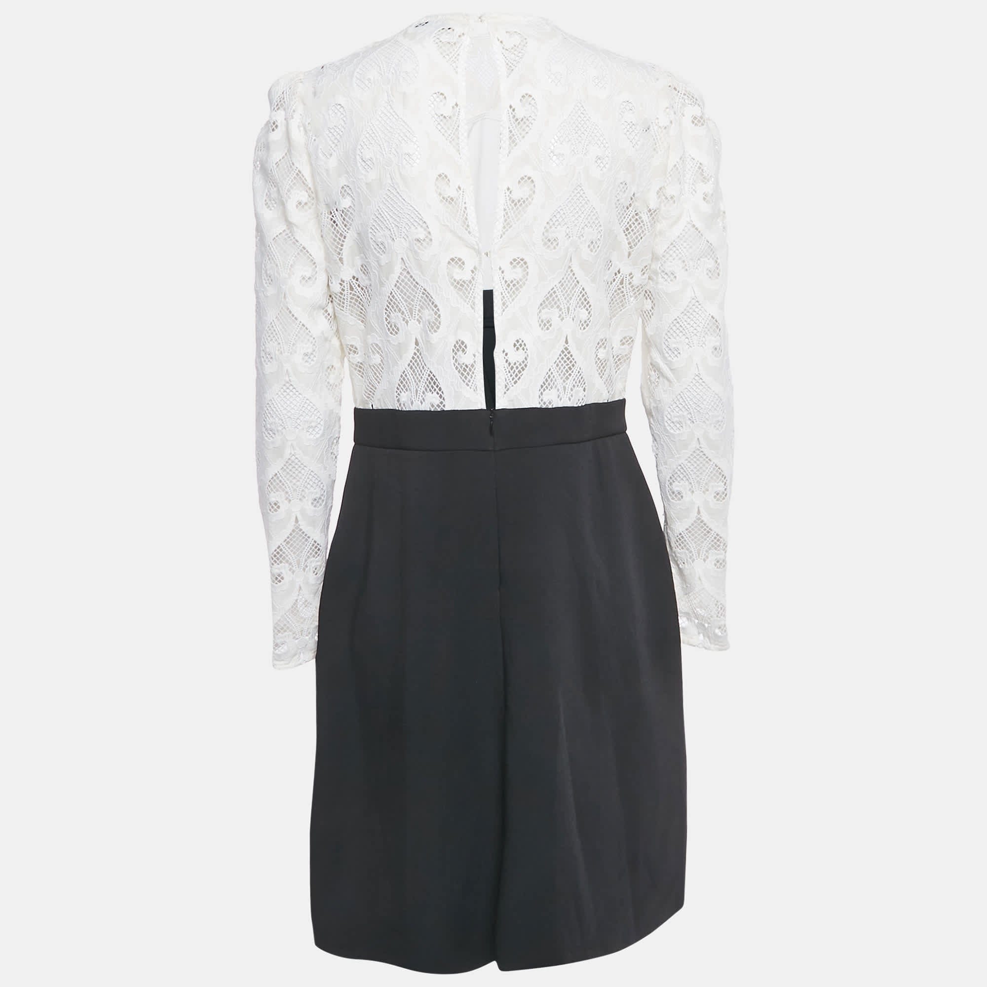White/black Lace Camelia Mini Dress