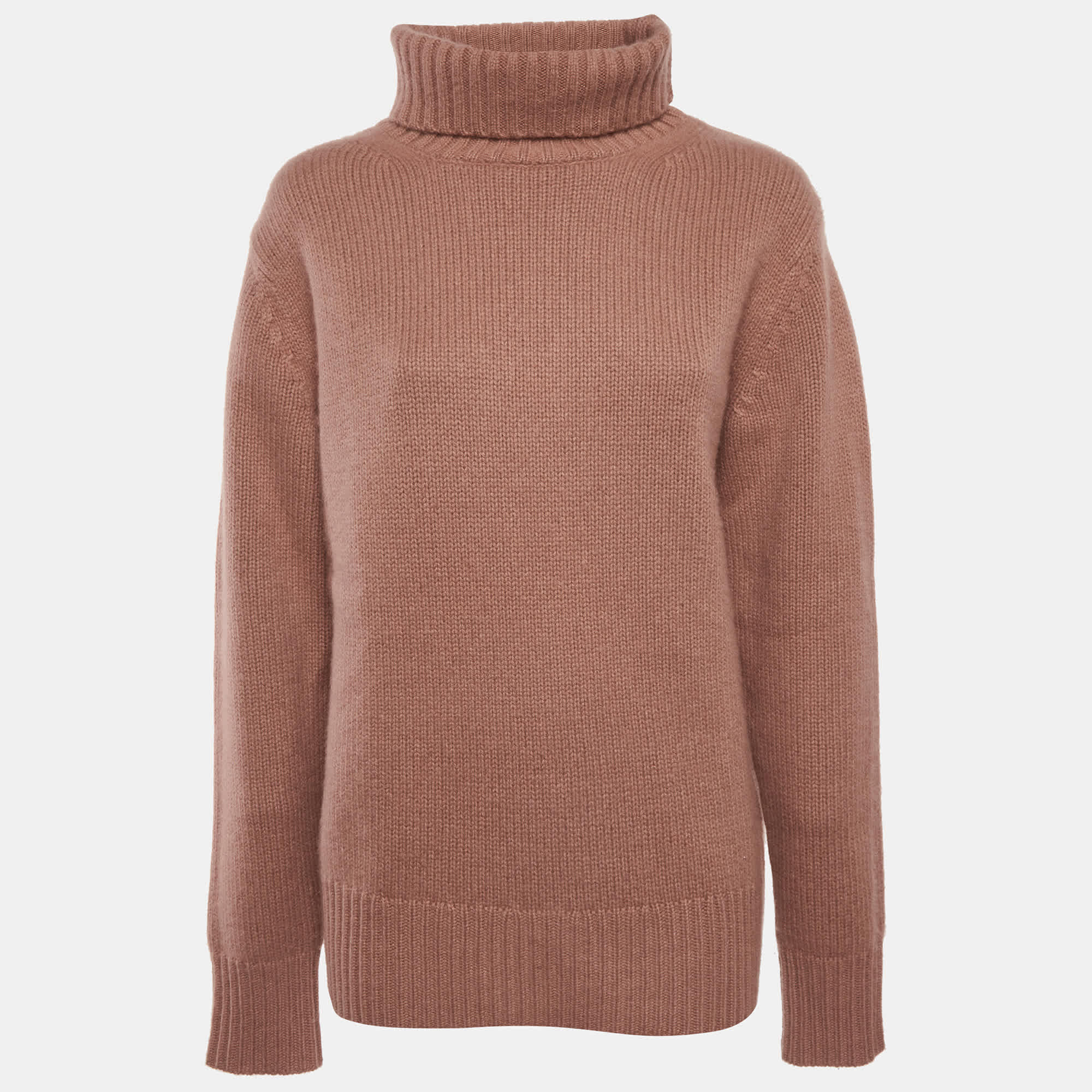 CASHMERE Joseph Light Brick Cashmere Knit Turtleneck Sweater
