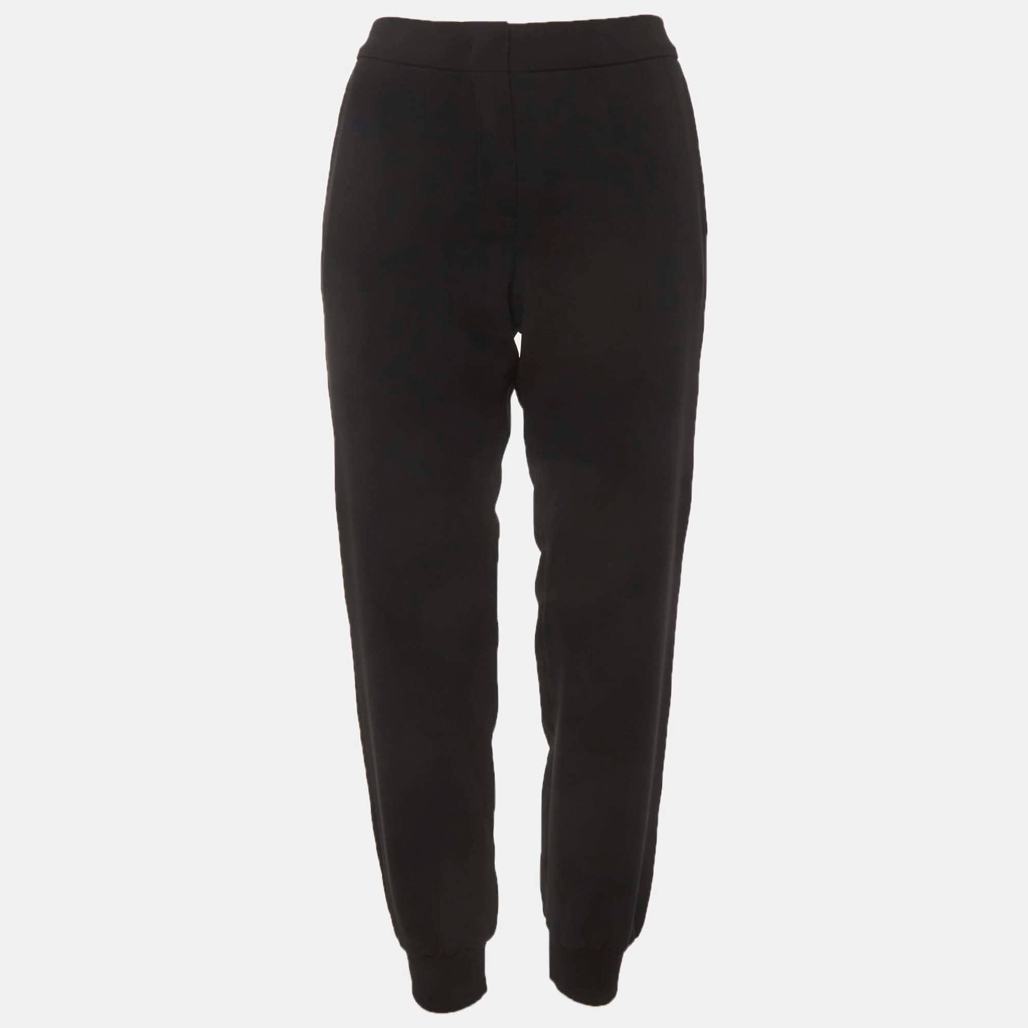 Max Mara Studio Black Crepe And Knit Joggers
