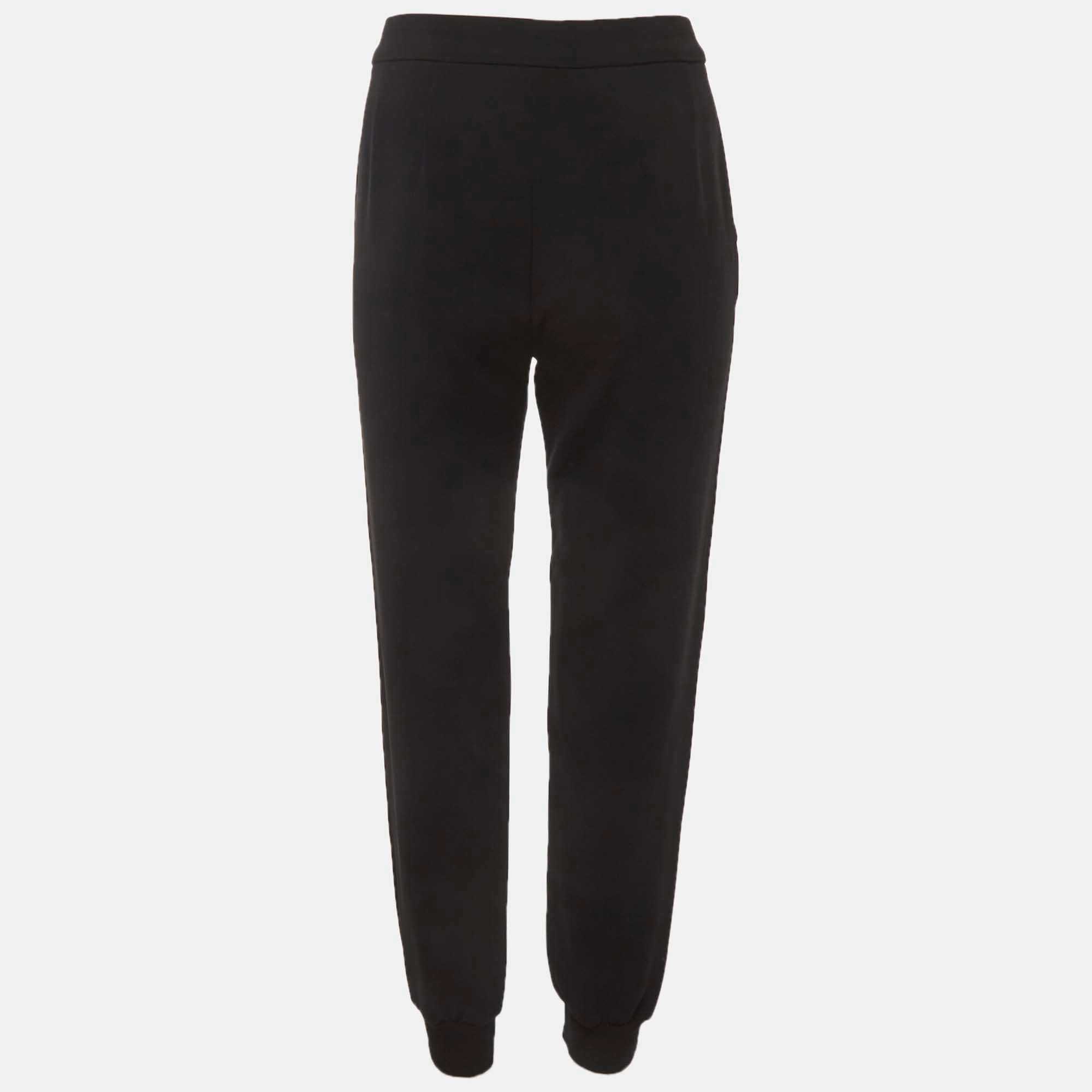 Max Mara Studio Black Crepe And Knit Joggers