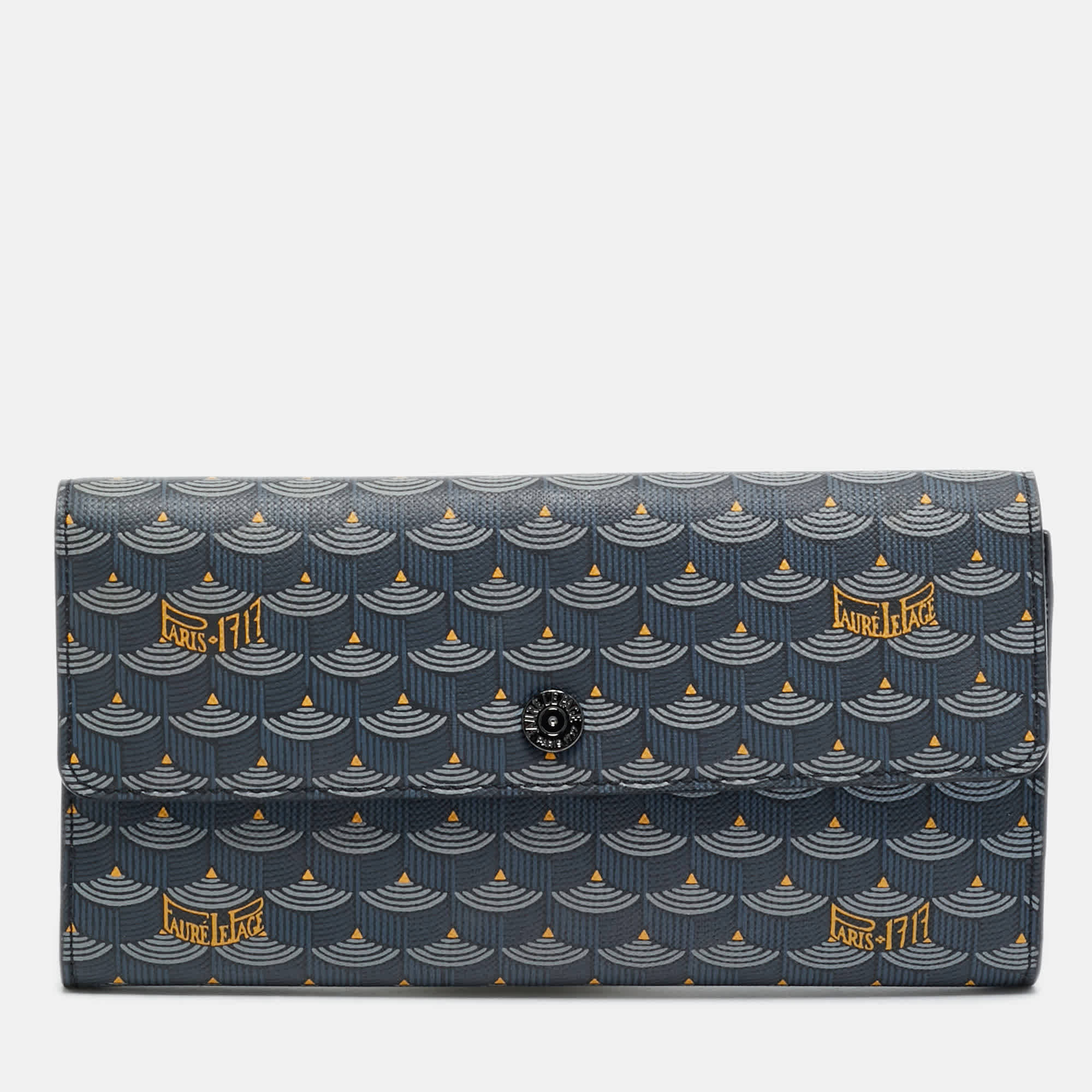 Faure Le Page Blue/black Coated Canvas Continental Flap Wallet