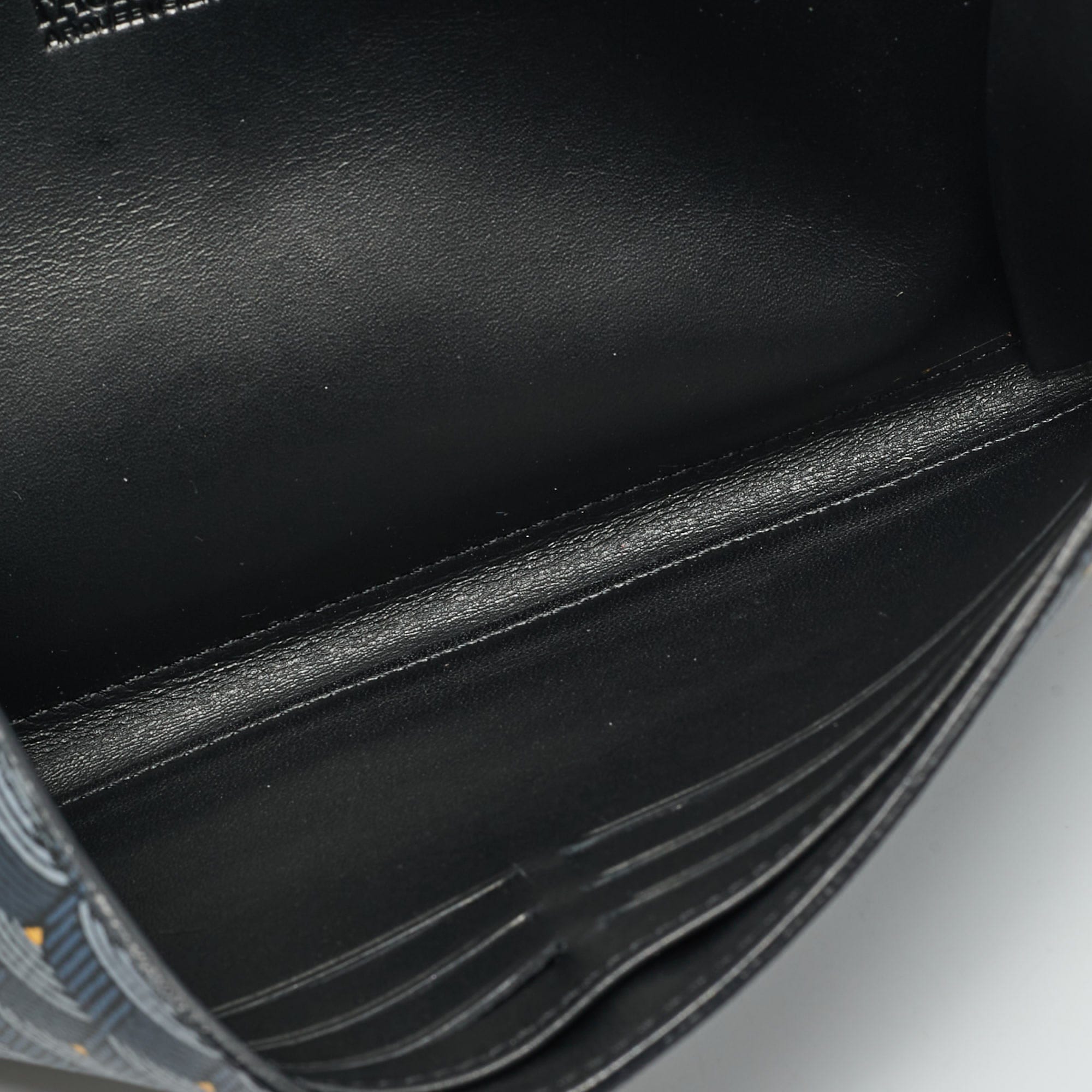 Faure Le Page Blue/black Coated Canvas Continental Flap Wallet
