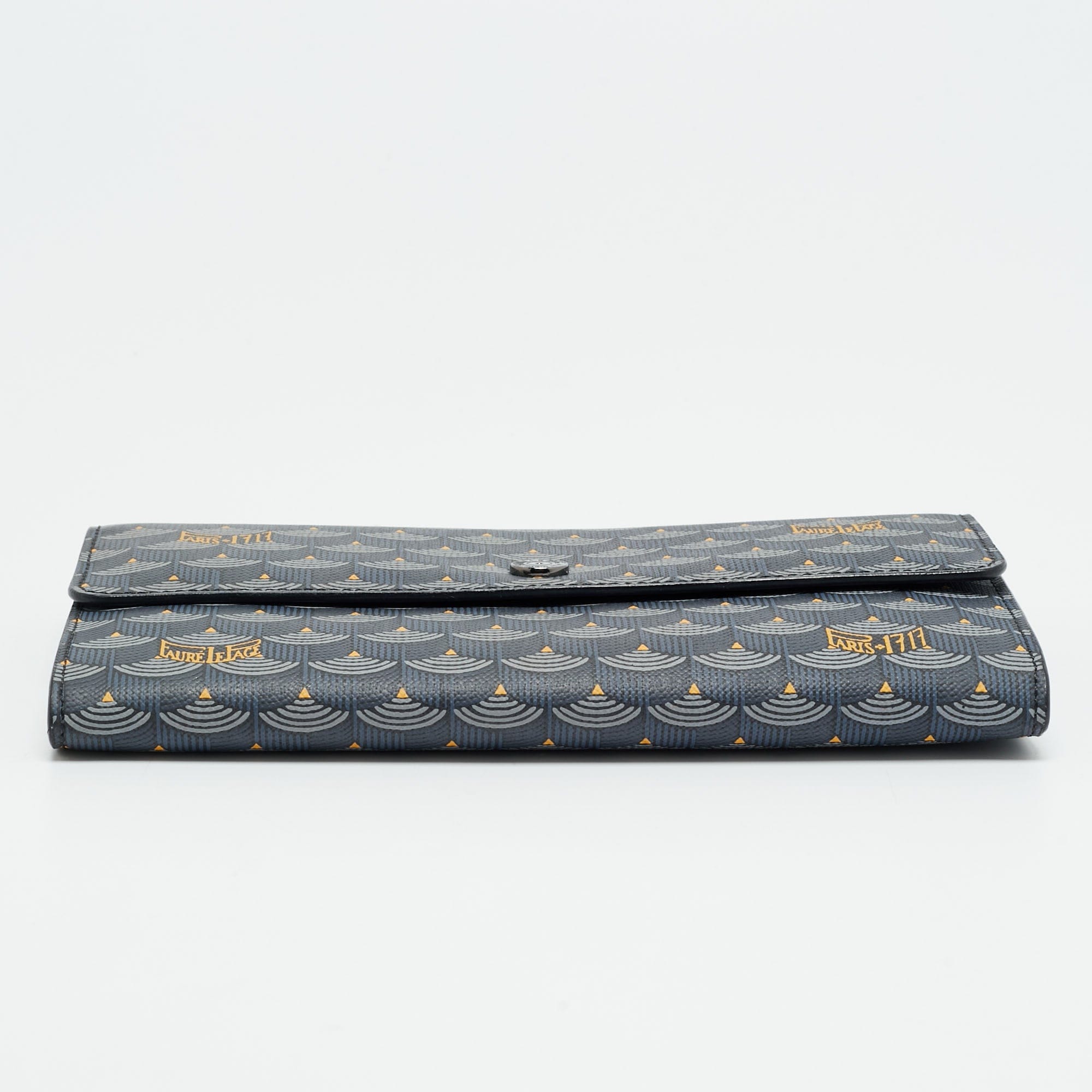 Faure Le Page Blue/black Coated Canvas Continental Flap Wallet