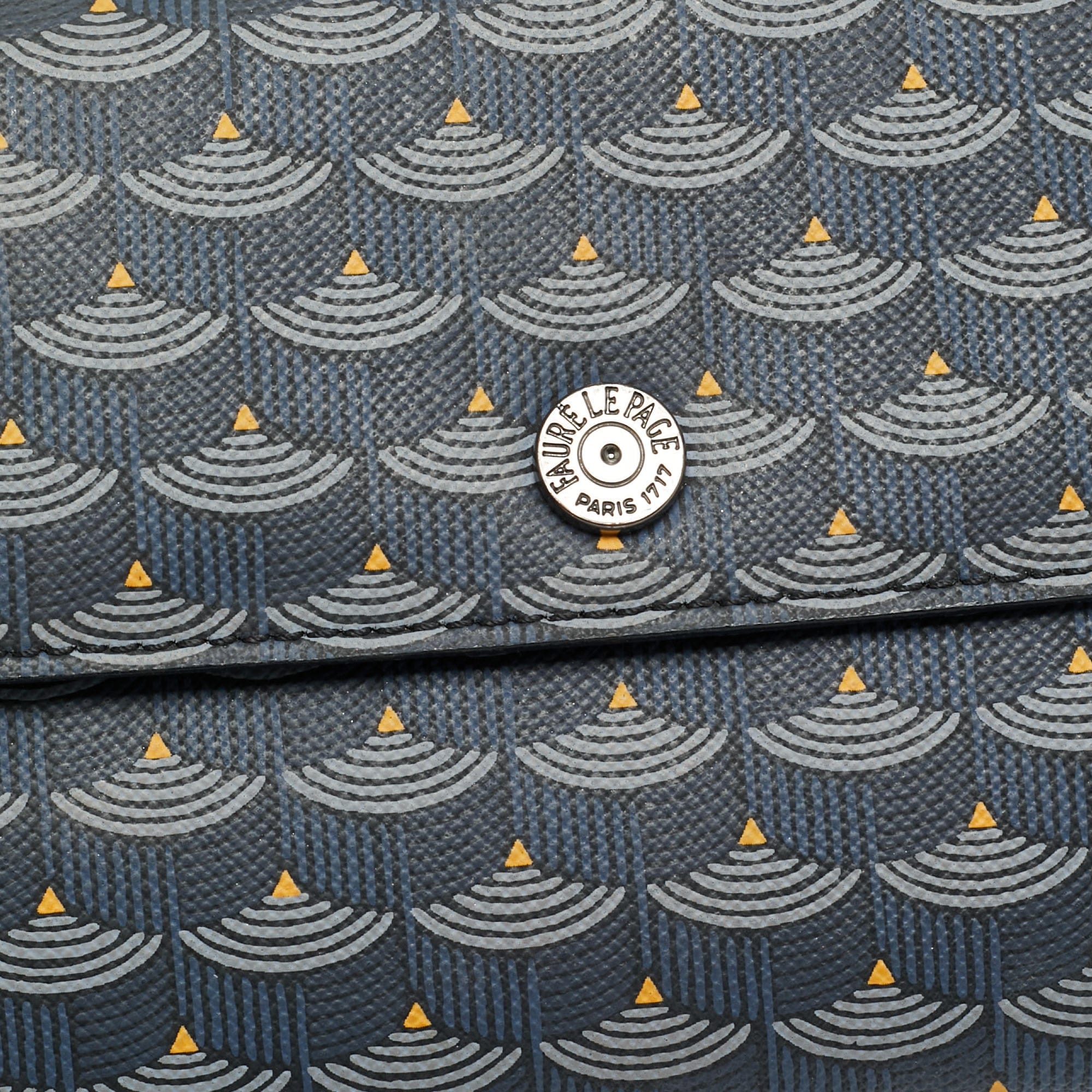 Faure Le Page Blue/black Coated Canvas Continental Flap Wallet