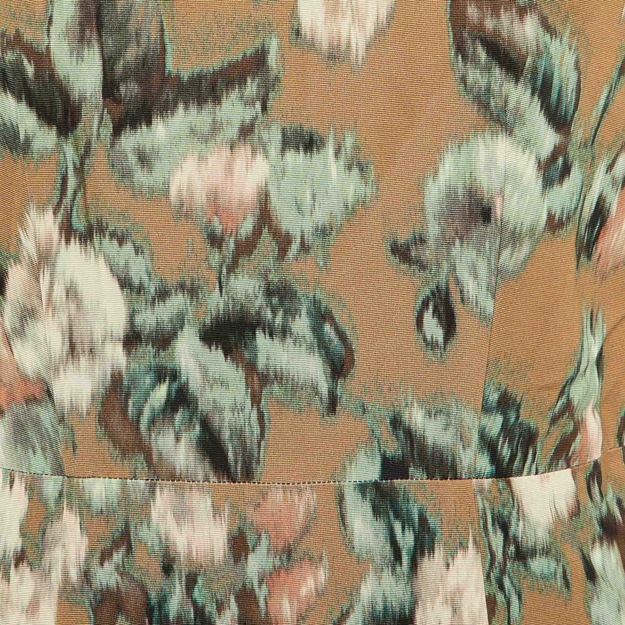 BLEND Brown Printed Cotton Blend Midi Dress Xl
