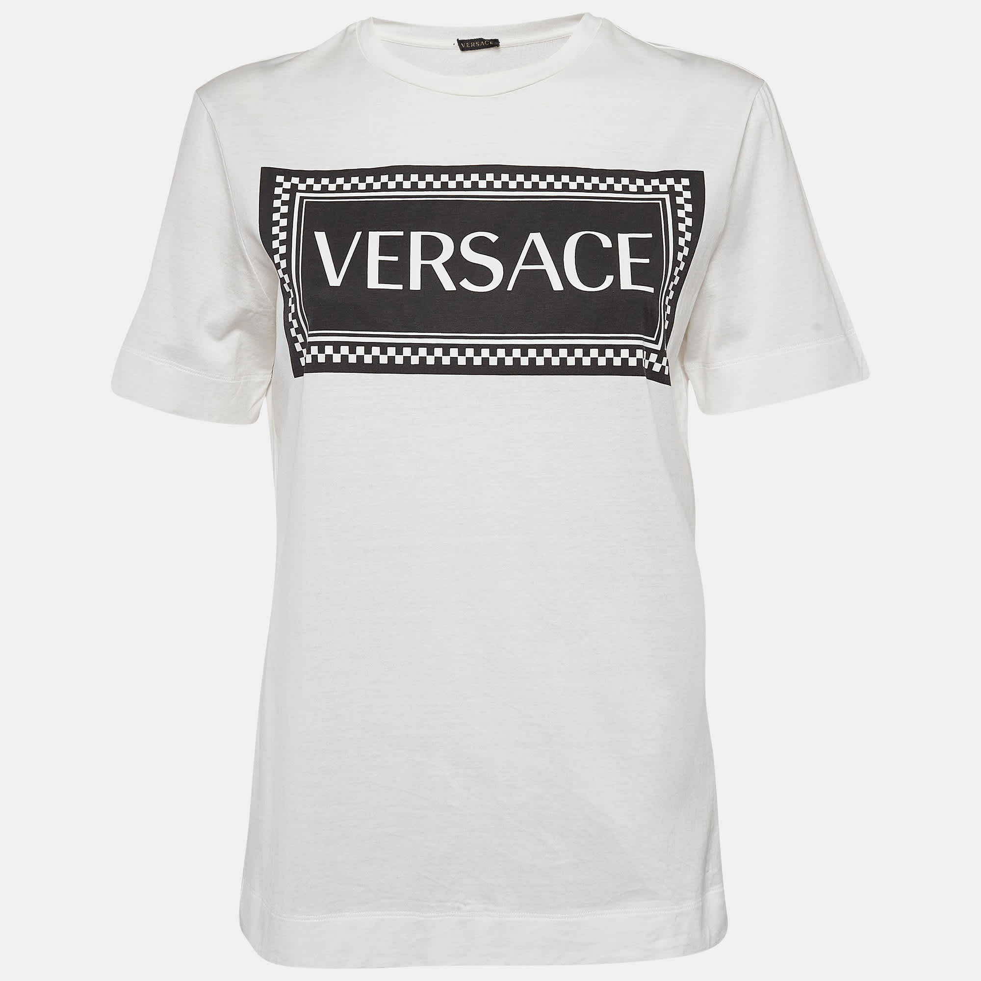 White Logo Print Cotton T - Shirt