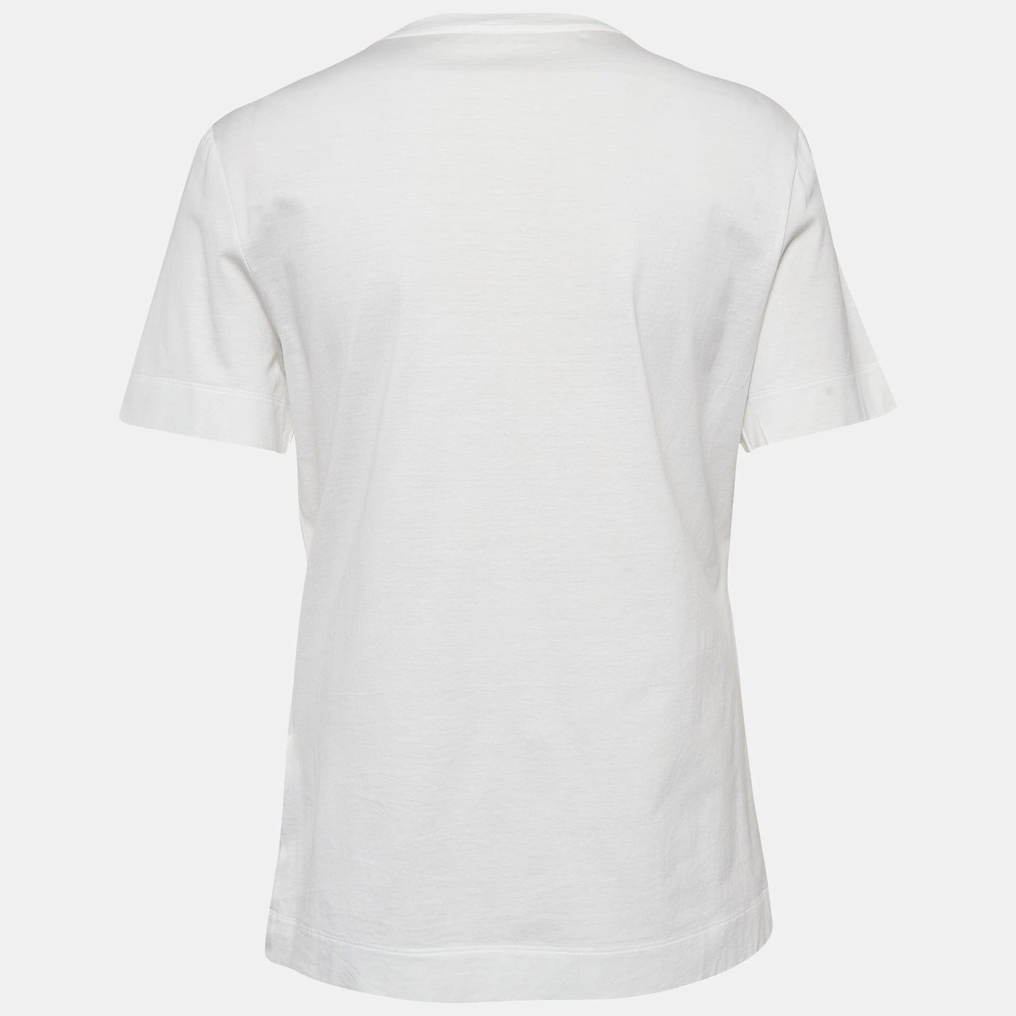 White Logo Print Cotton T - Shirt