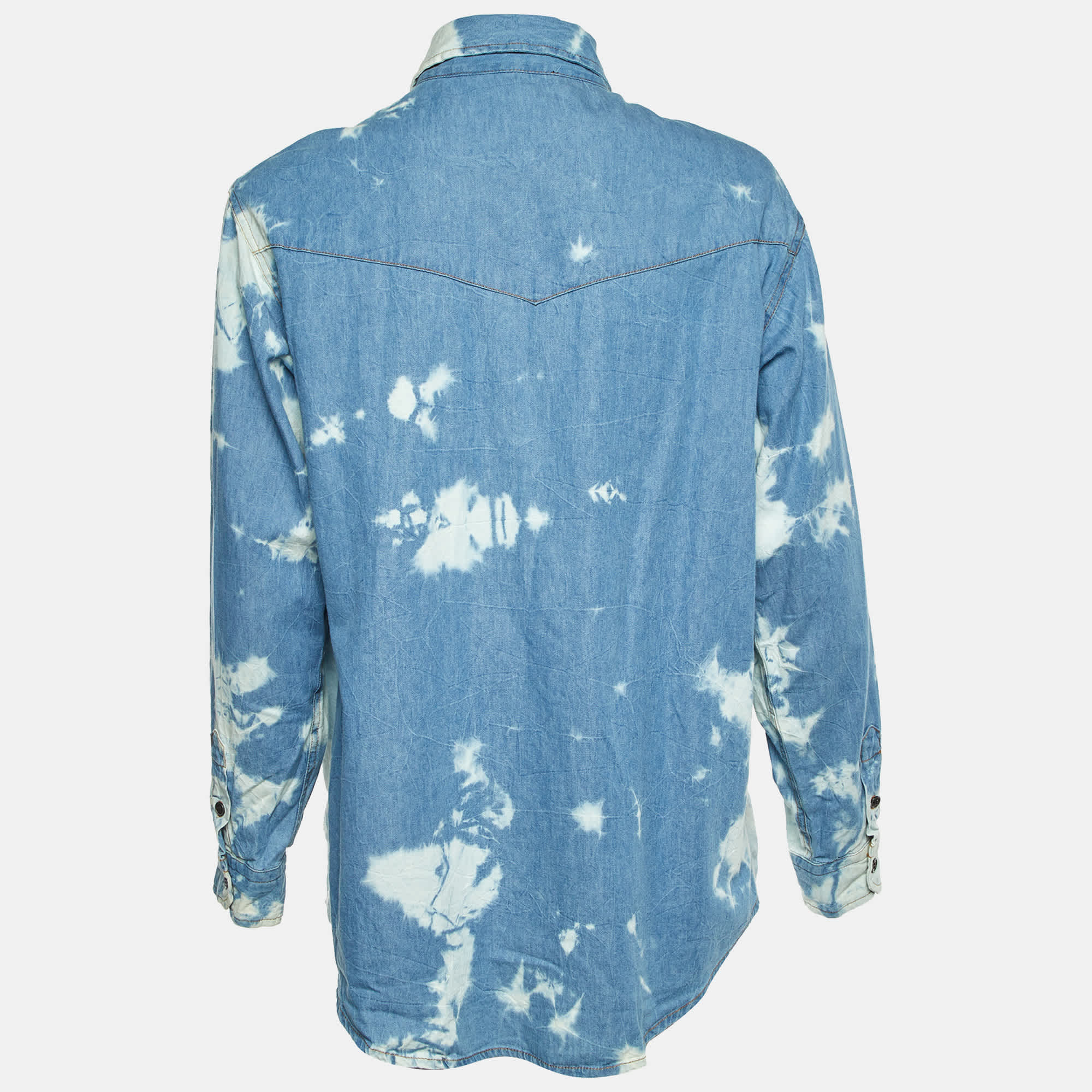 Blue Tie - Dye Print Denim Button Front Shirt