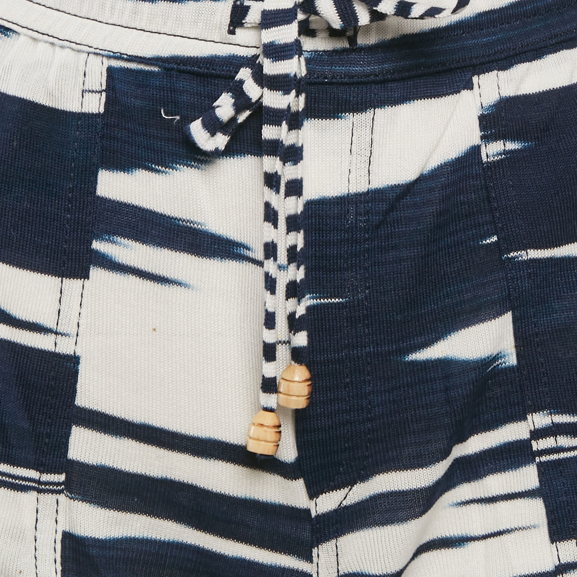 WHITE* Blue/white Patterned Knit Drawstring Short Xl