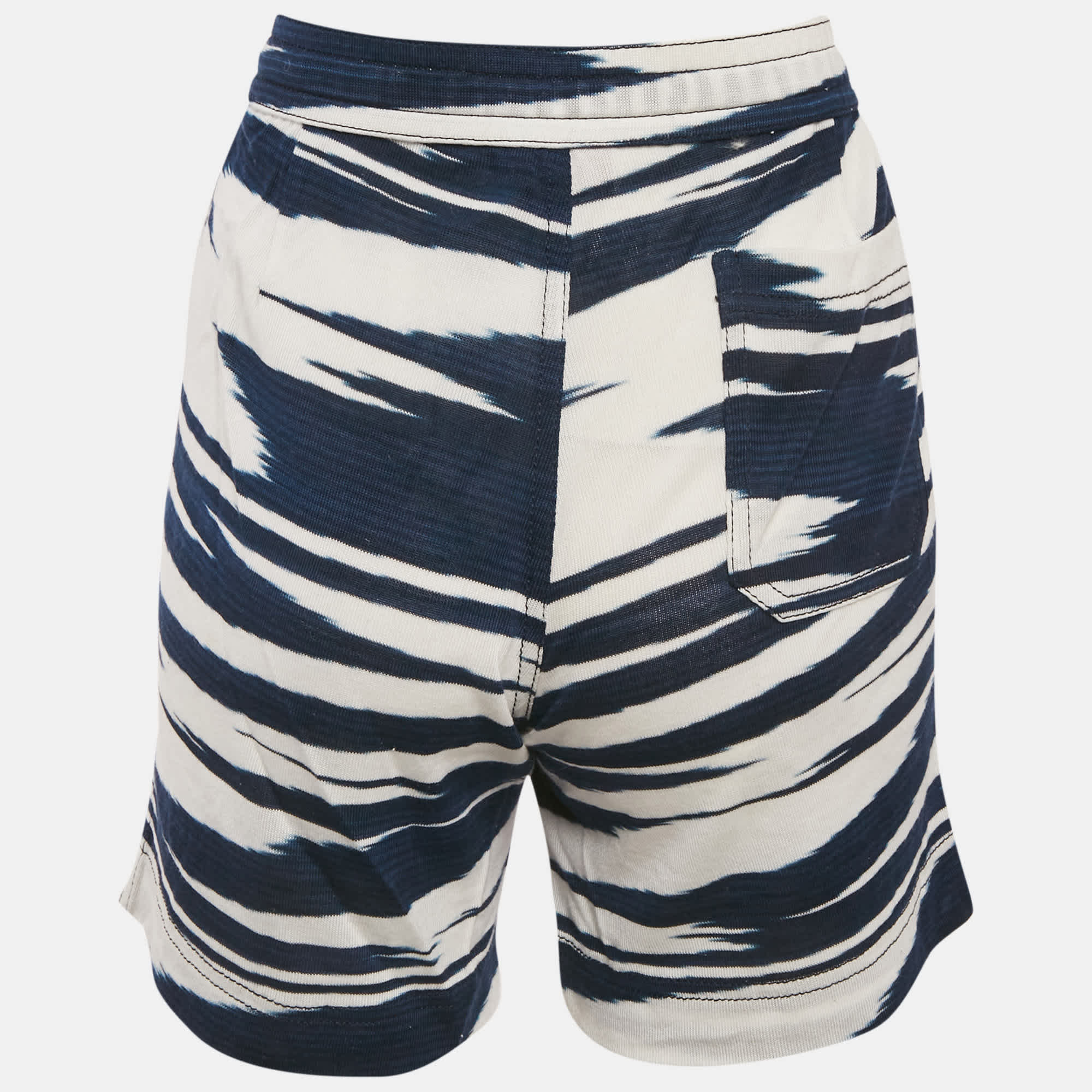 WHITE* Blue/white Patterned Knit Drawstring Short Xl