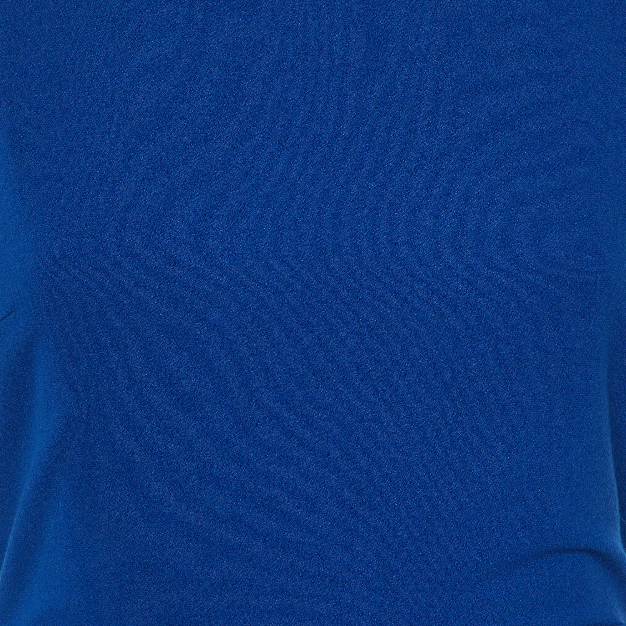 Blue Crepe Sleeveless Peplum Mini Dress
