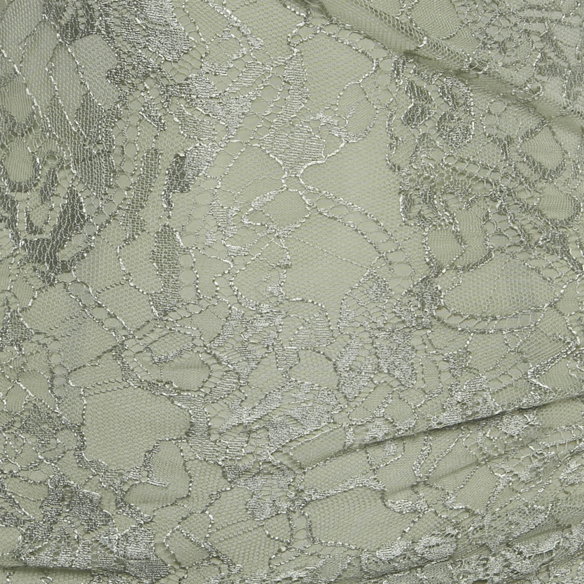 Emilio Pucci Green Lace One - Shoulder Mini Dress