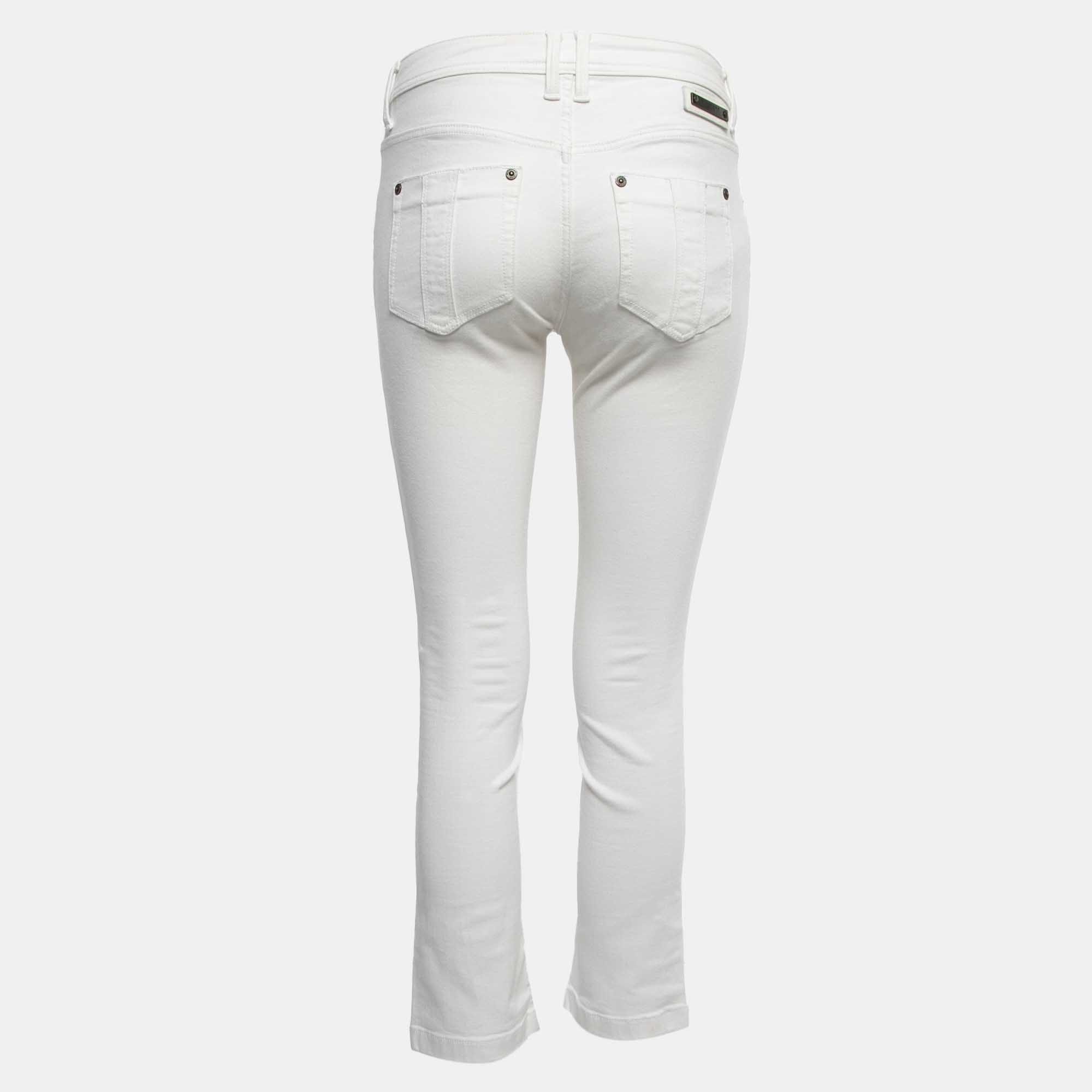 WHITE* Brit White Denim Alperton Cropped Jeans S Waist 27"