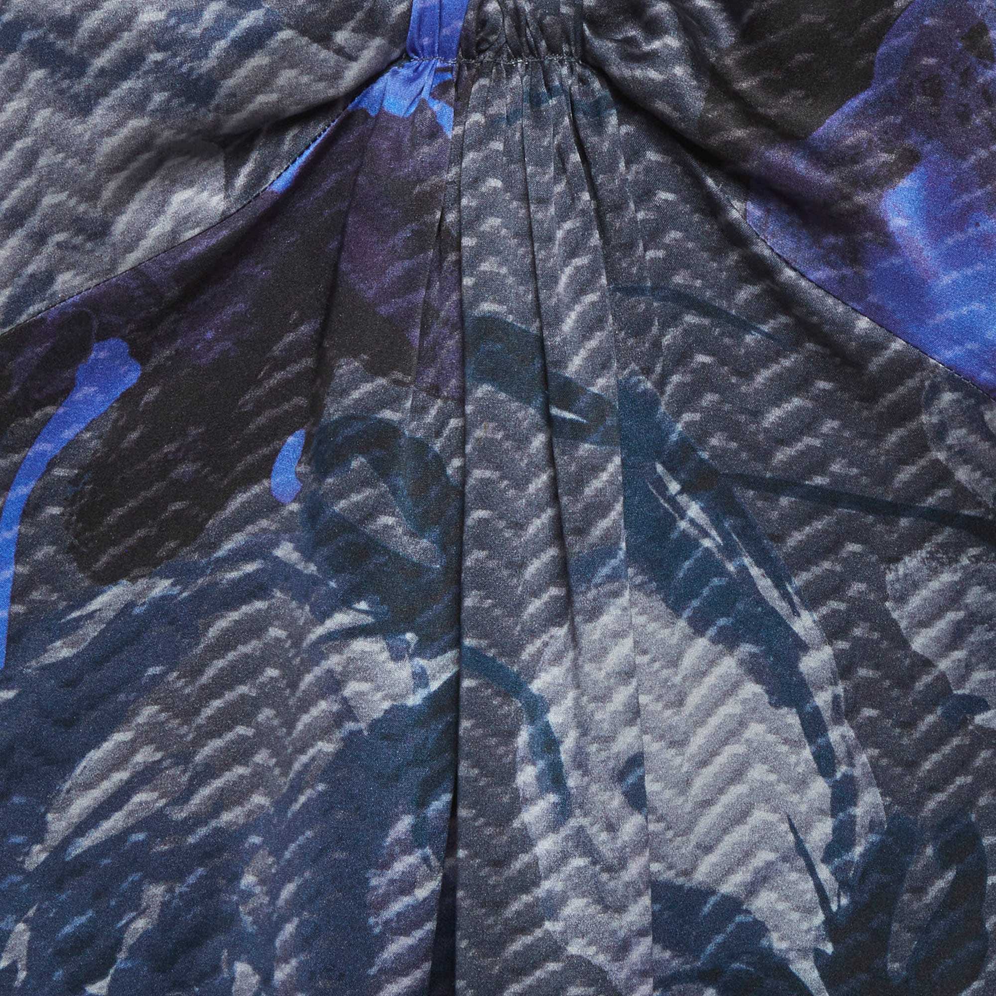 Armani Collezioni Blue Printed Satin Short Dress