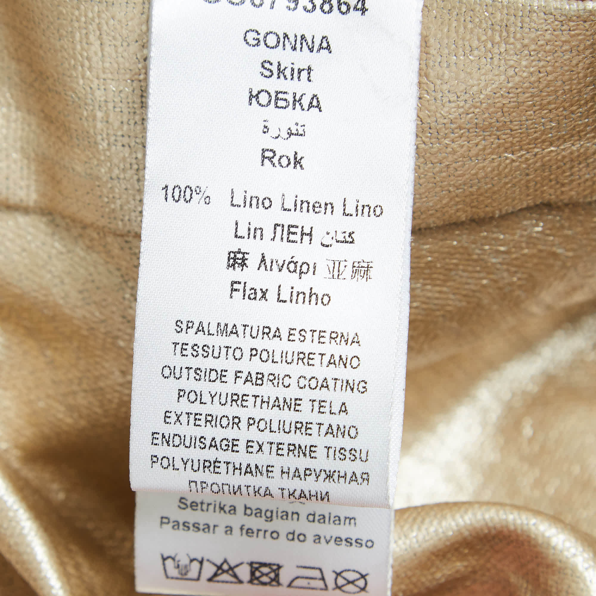 Elisabetta Franchi Gold Linen Draped Mini Skirt
