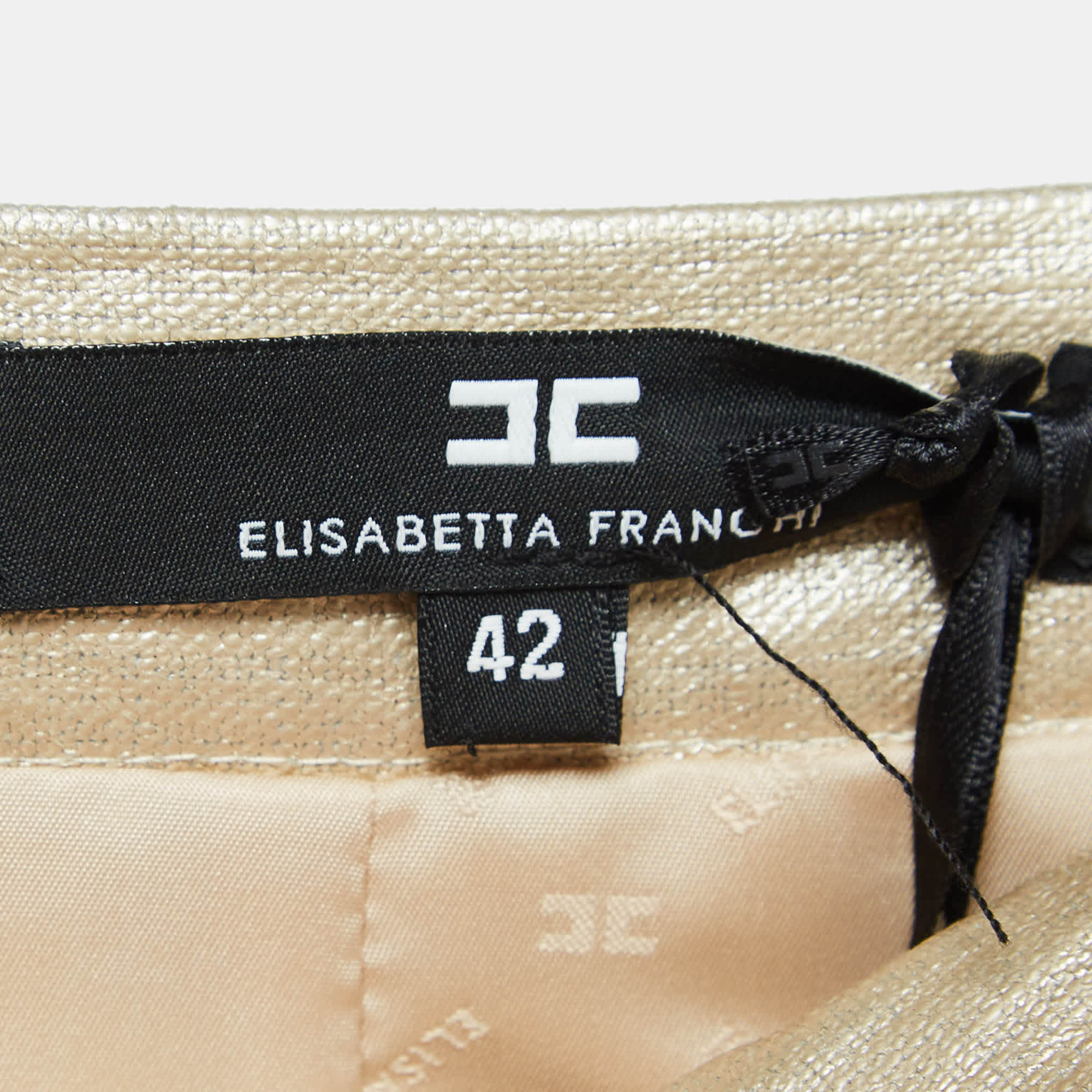 Elisabetta Franchi Gold Linen Draped Mini Skirt