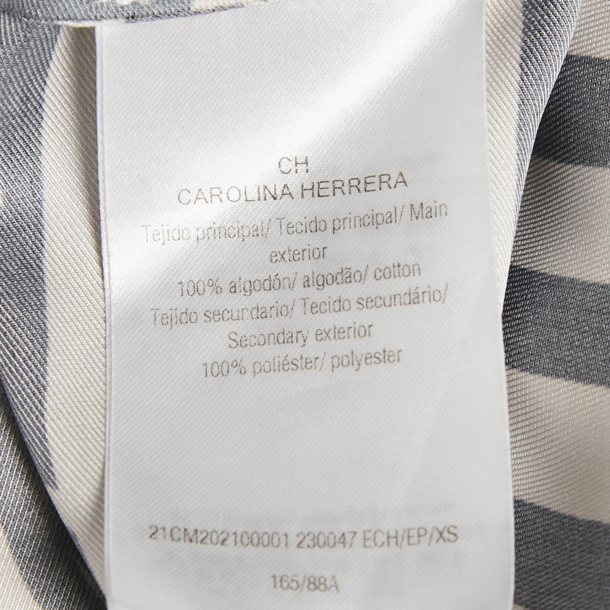 Ch Carolina Herrera White Printed Cotton And Crepe Loose Fit Shirt