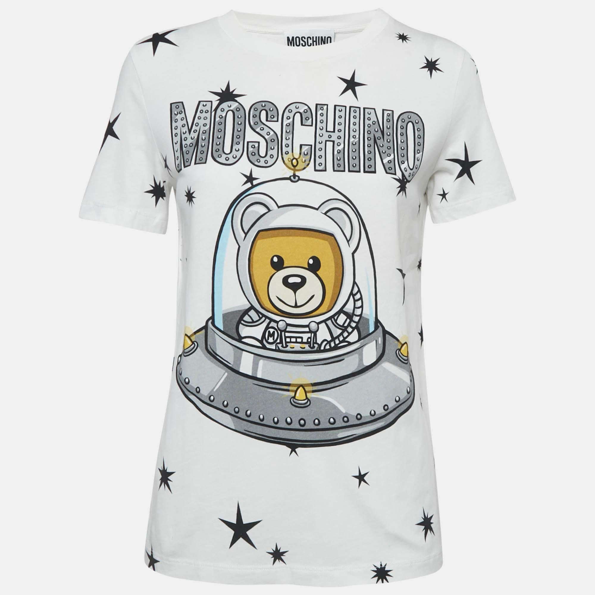 Couture White Cotton Printed Crew Neck T - Shirt