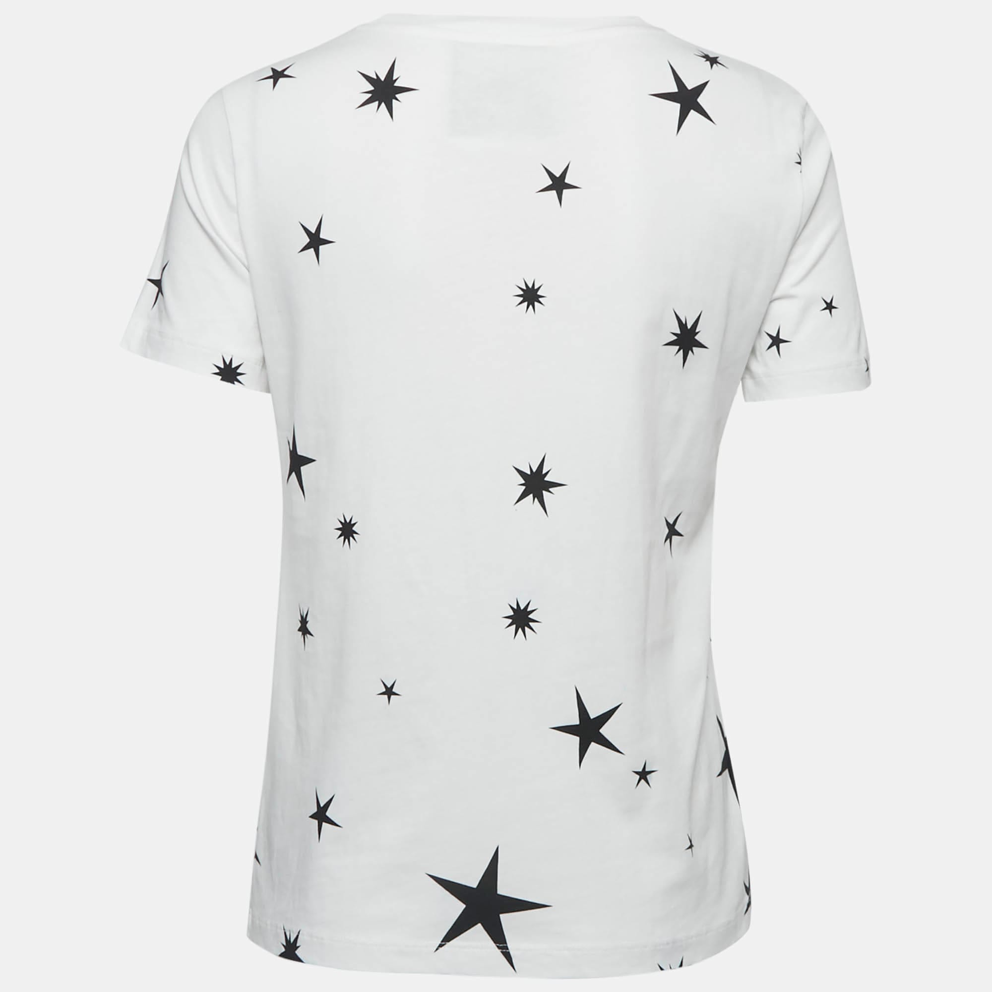 Couture White Cotton Printed Crew Neck T - Shirt