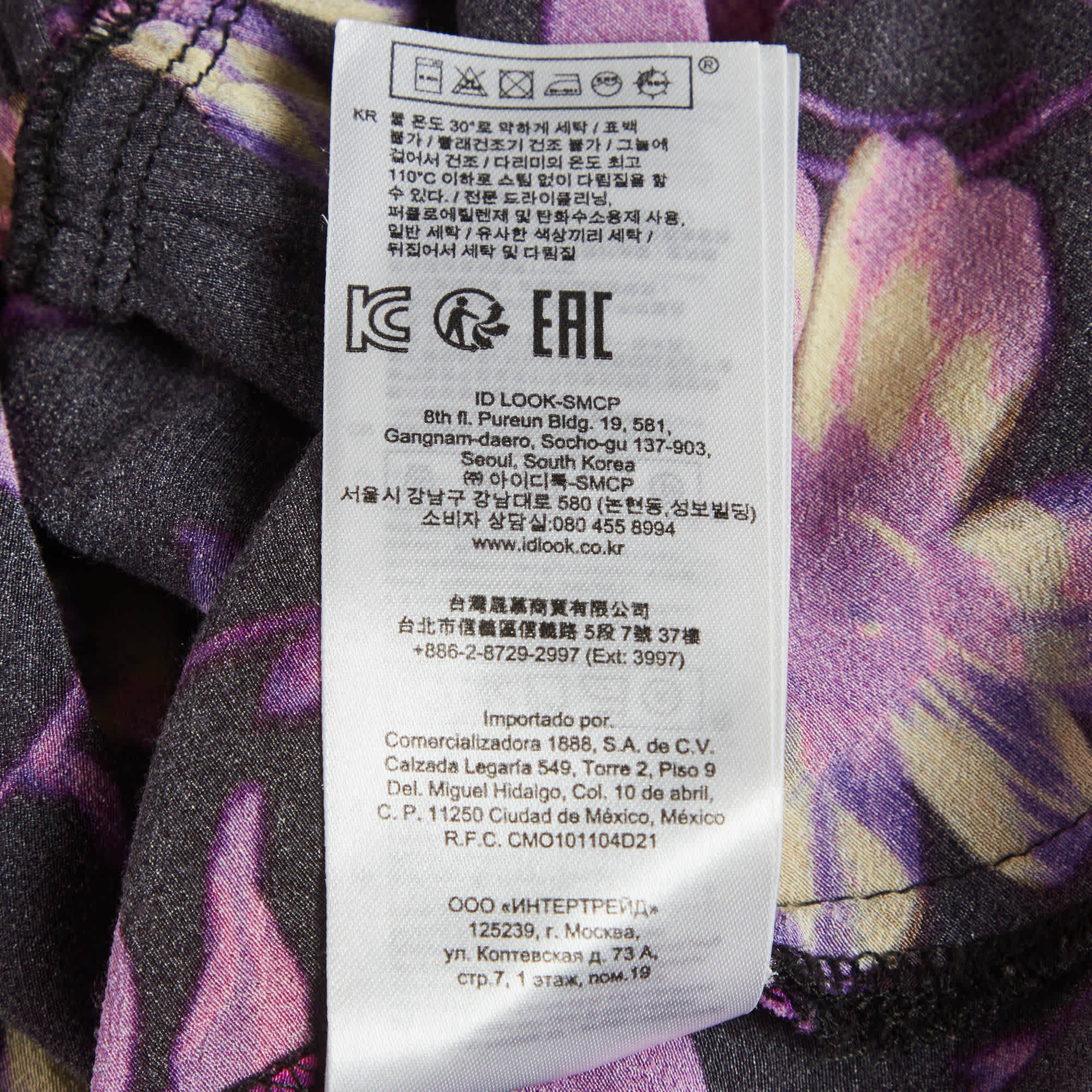Purple Maje Black & Purple Floral Printed Crepe Mini Dress
