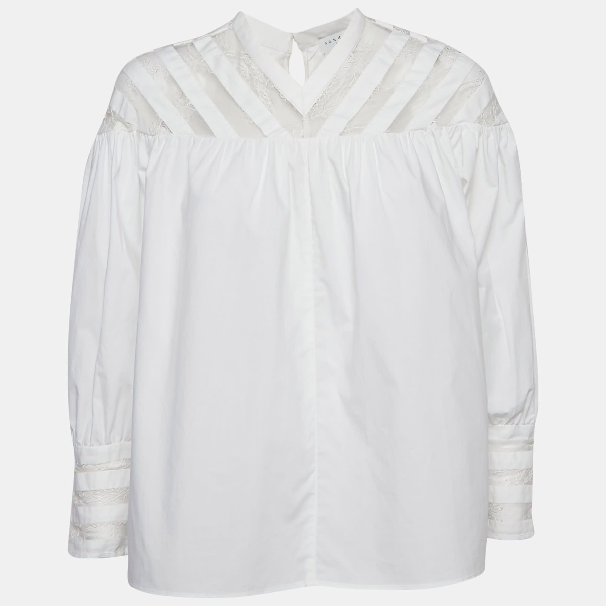 White Cotton Lace Trimmed A - Line Blouse