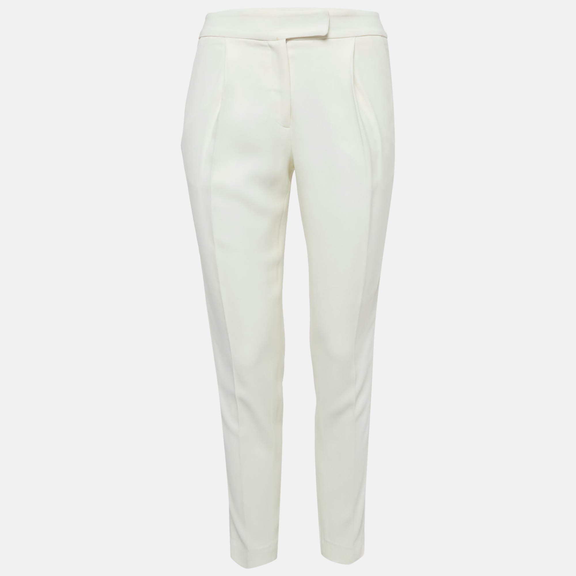 White Side Stripe Crepe Trousers