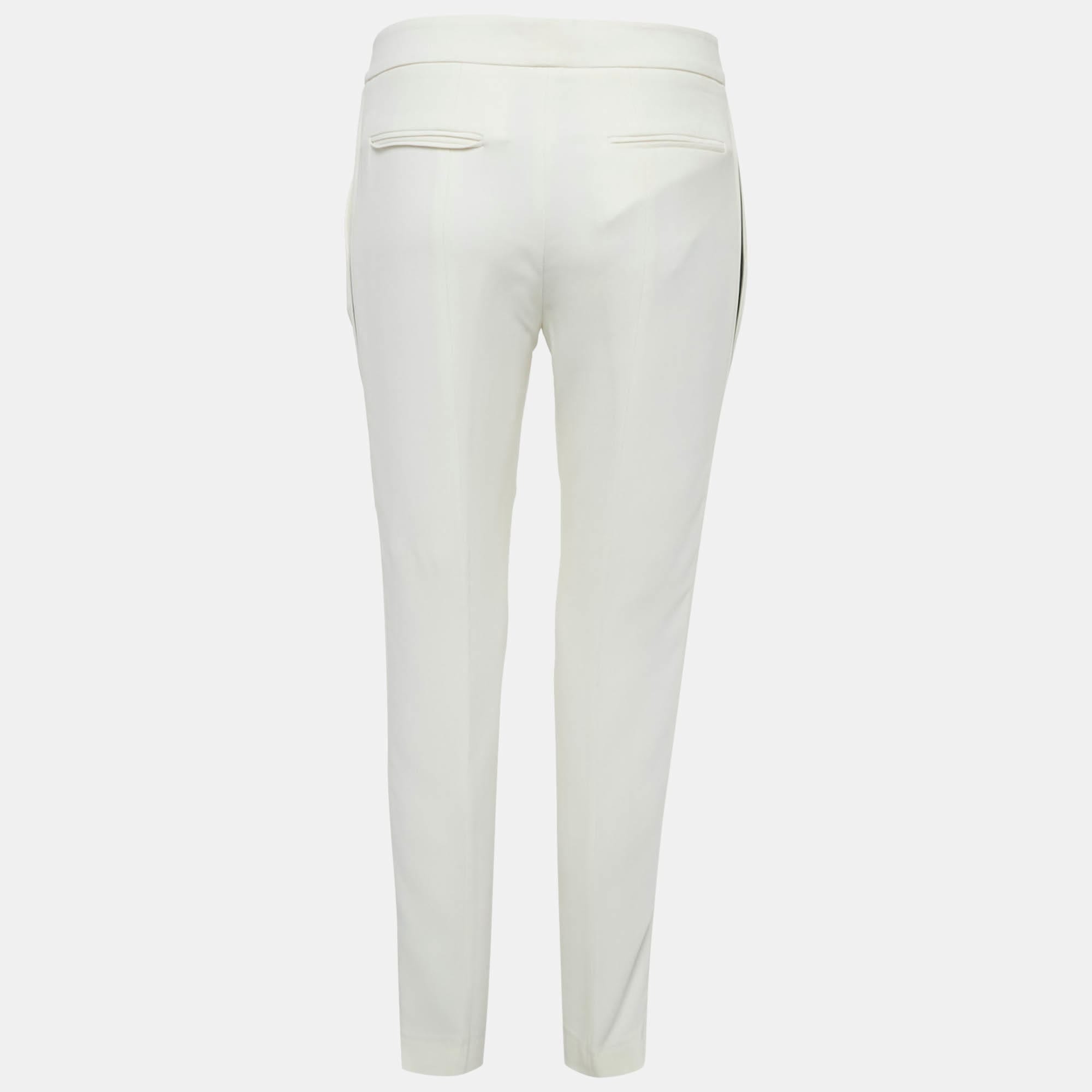 White Side Stripe Crepe Trousers