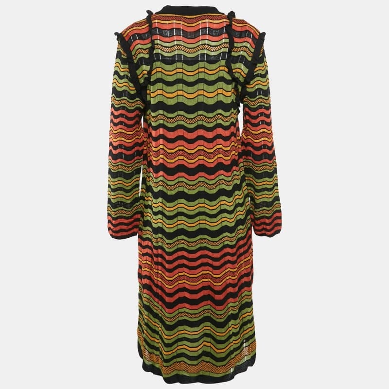 M Missoni Multicolor Patterned Knit Ruffled Short Dress