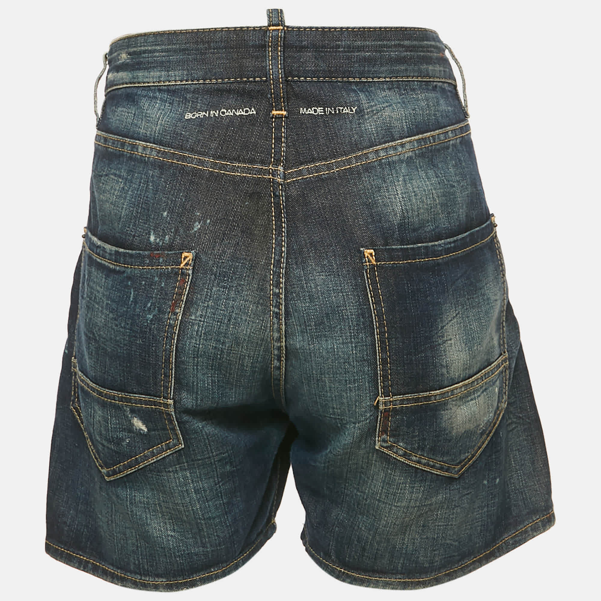 Blue Distressed Denim Shorts L Waist 35"