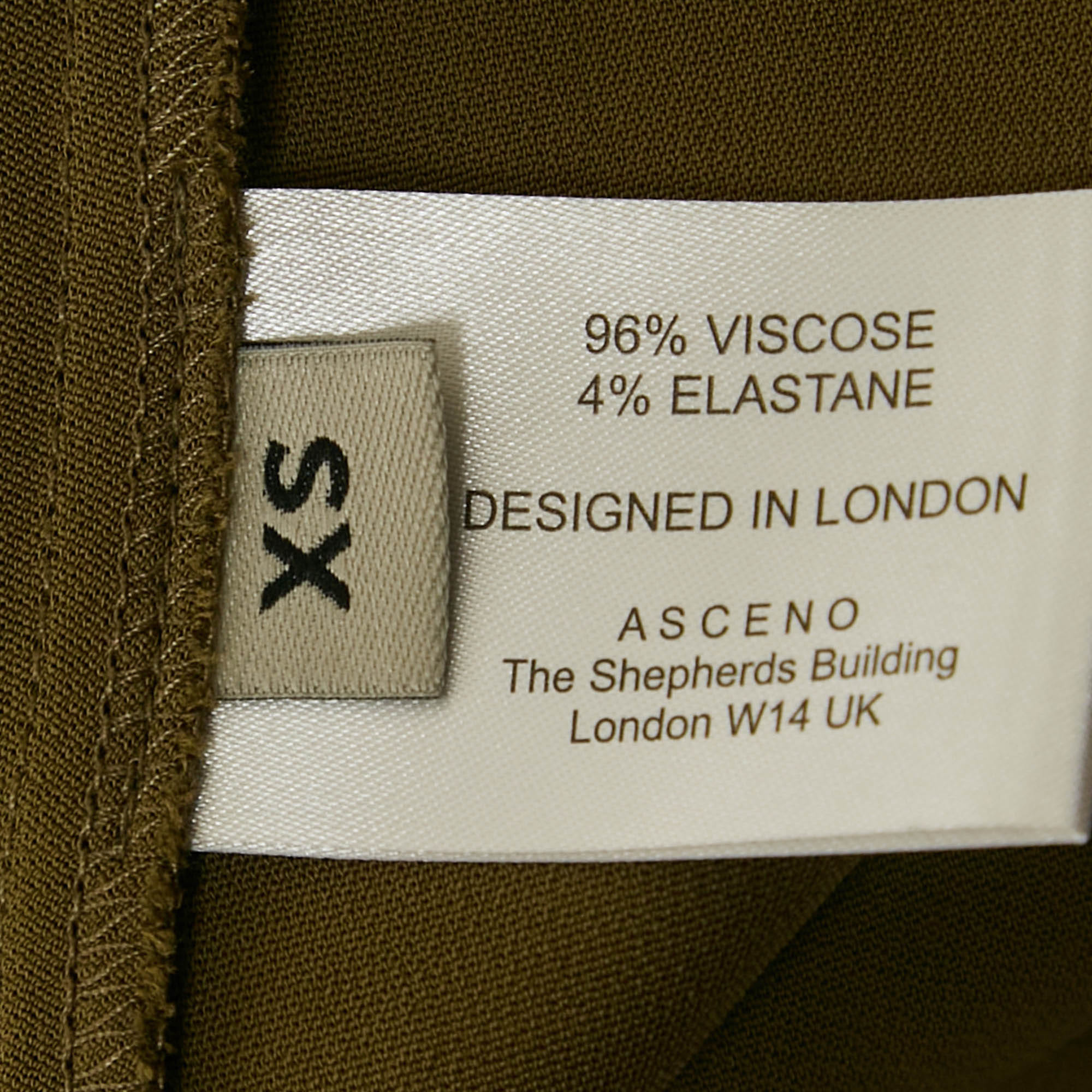 Asceno Olive Green Crepe Sleeveless Long Dress