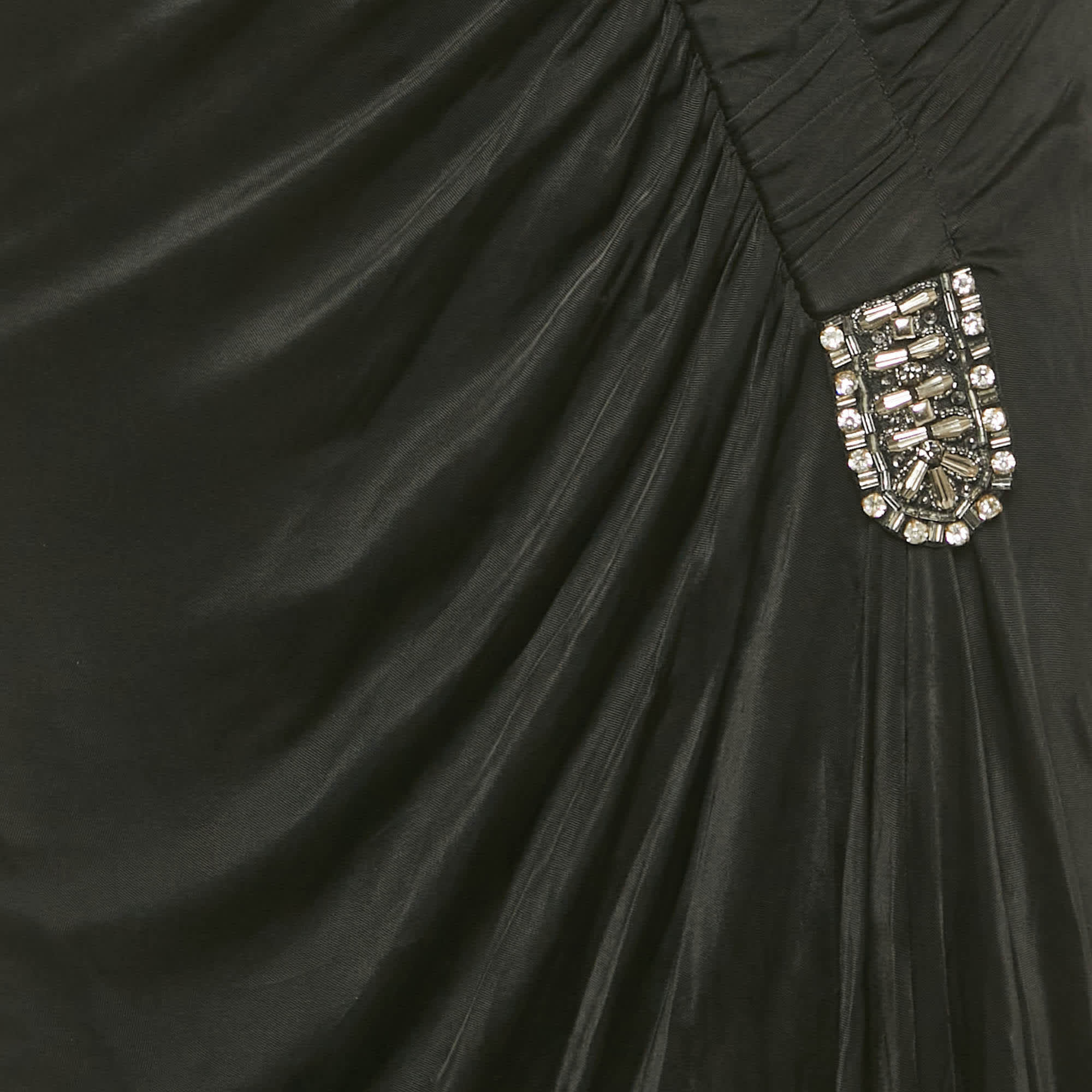 ONE Black Embellished Jersey One Shoulder Mini Dress