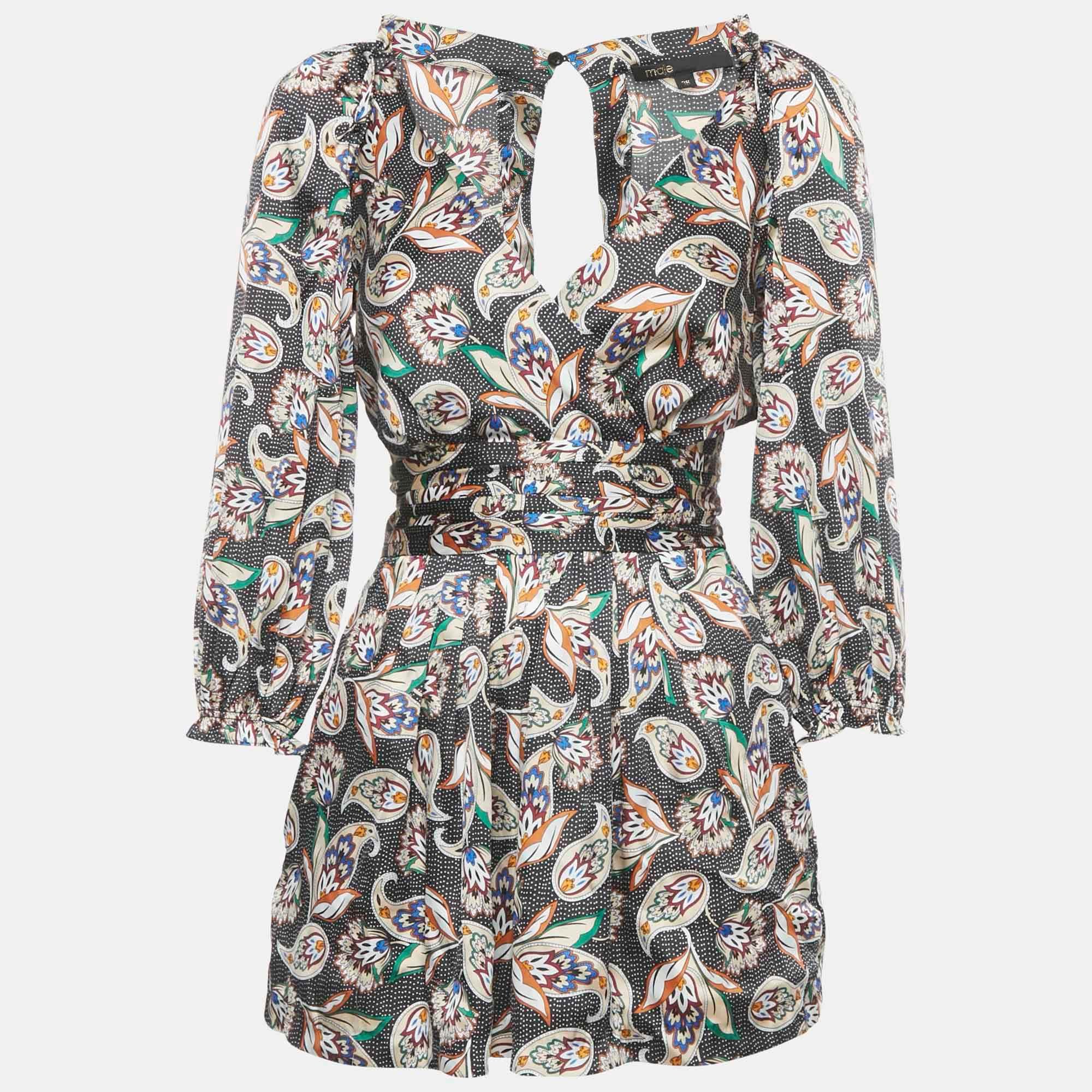 noir Black Printed Satin Paisley Noir Jumpsuit