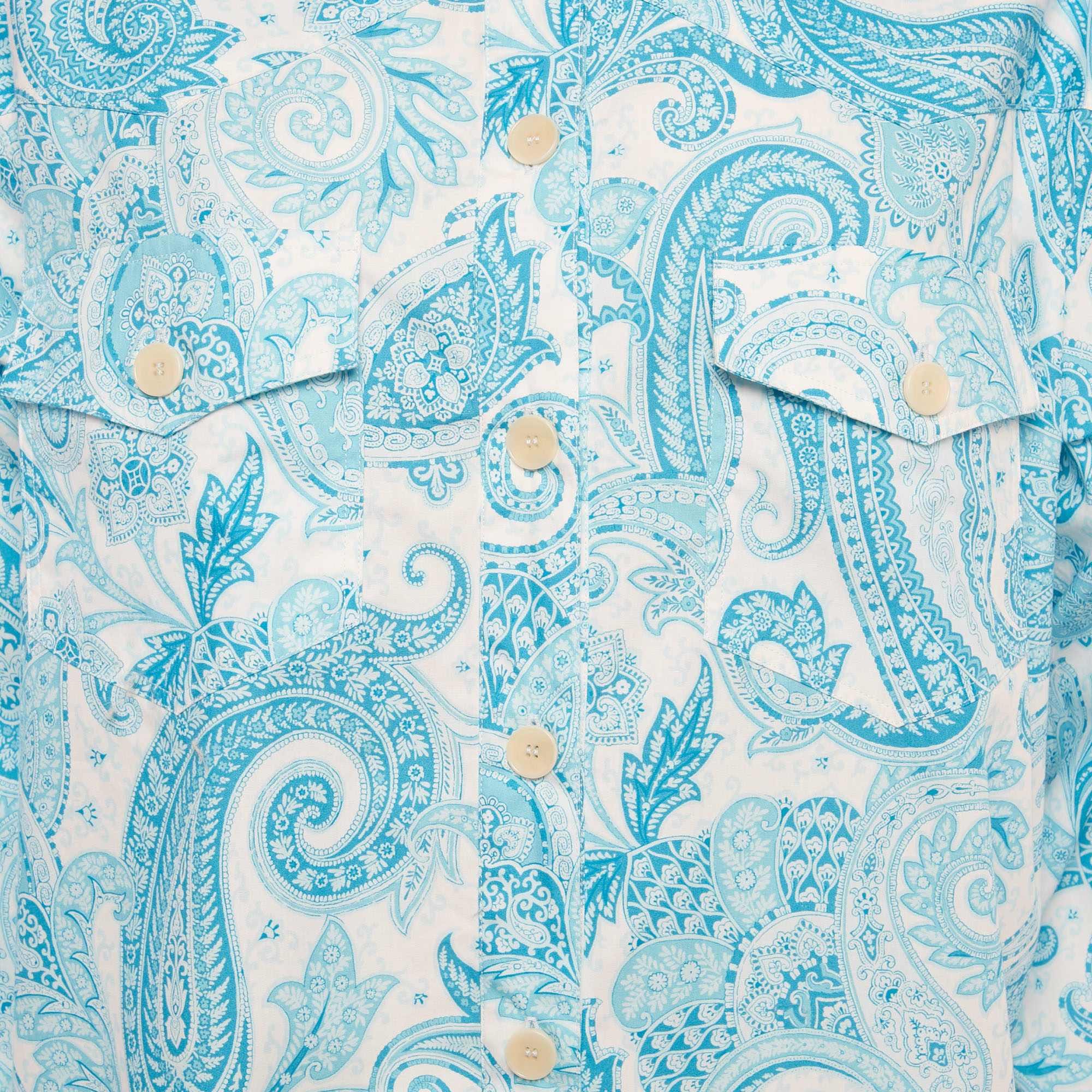 Blue Paisley Print Cotton Shirt
