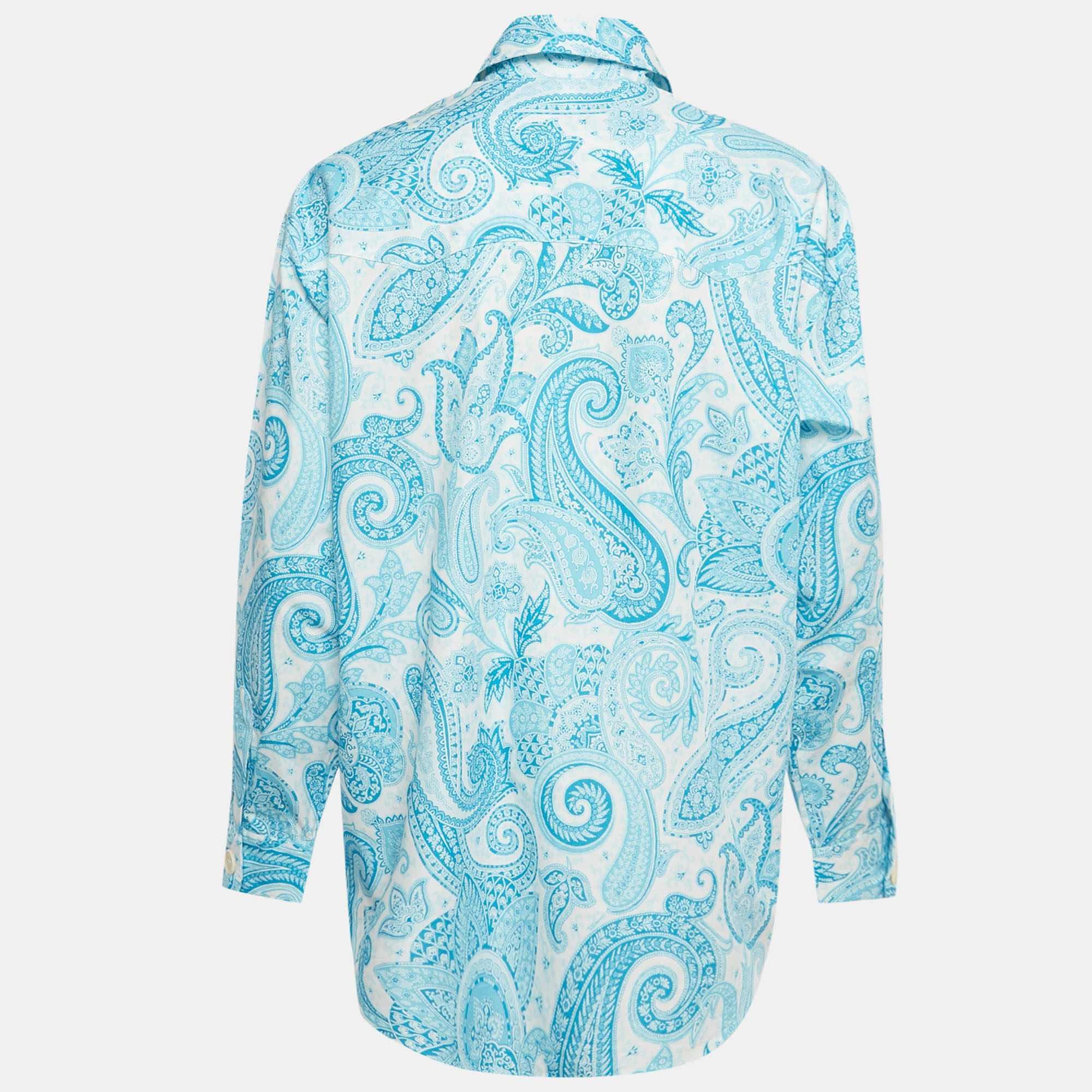 Blue Paisley Print Cotton Shirt